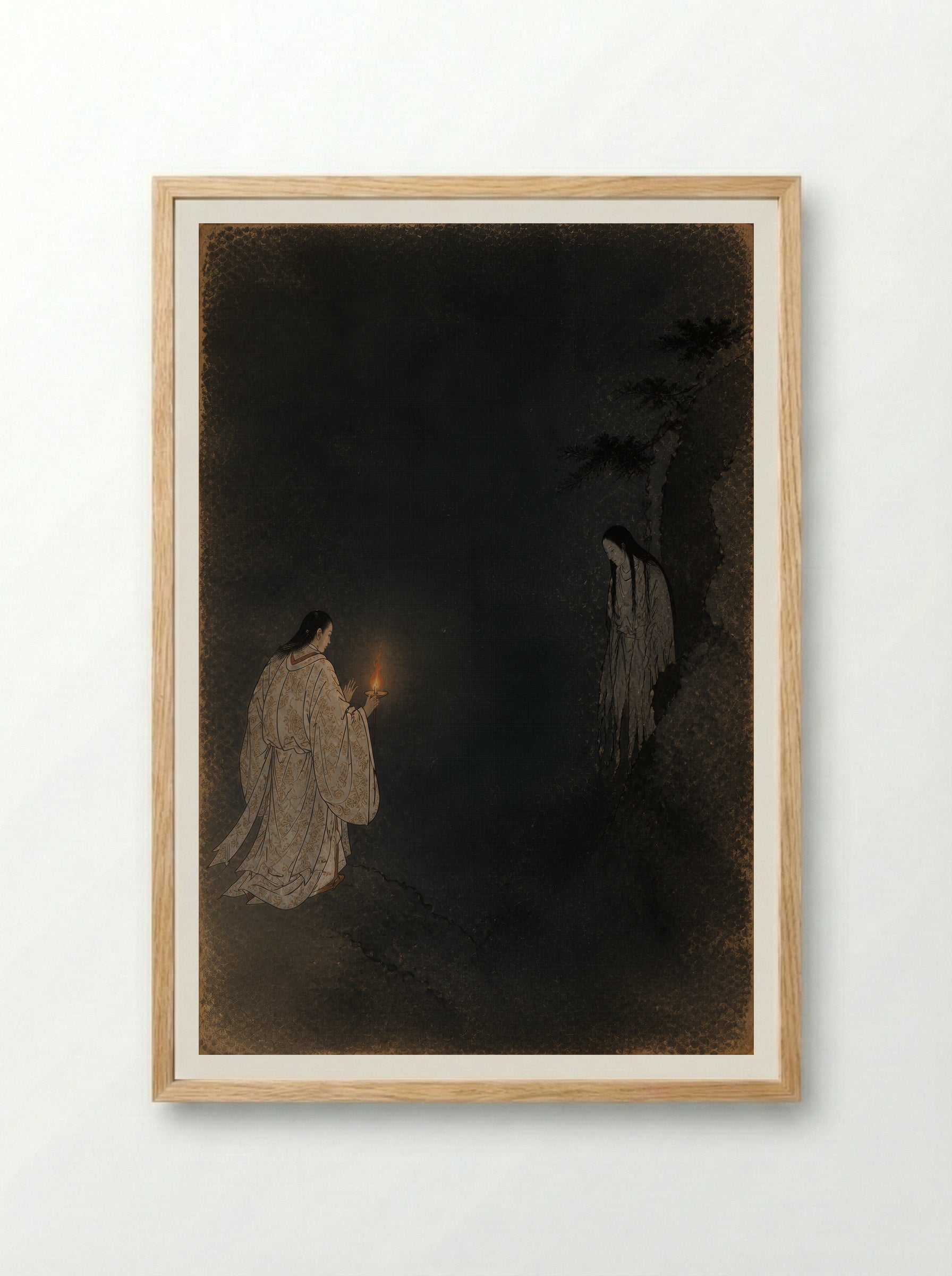 Izanagi at Yomi: The Fire Shows the Dead - Framed Print Wood