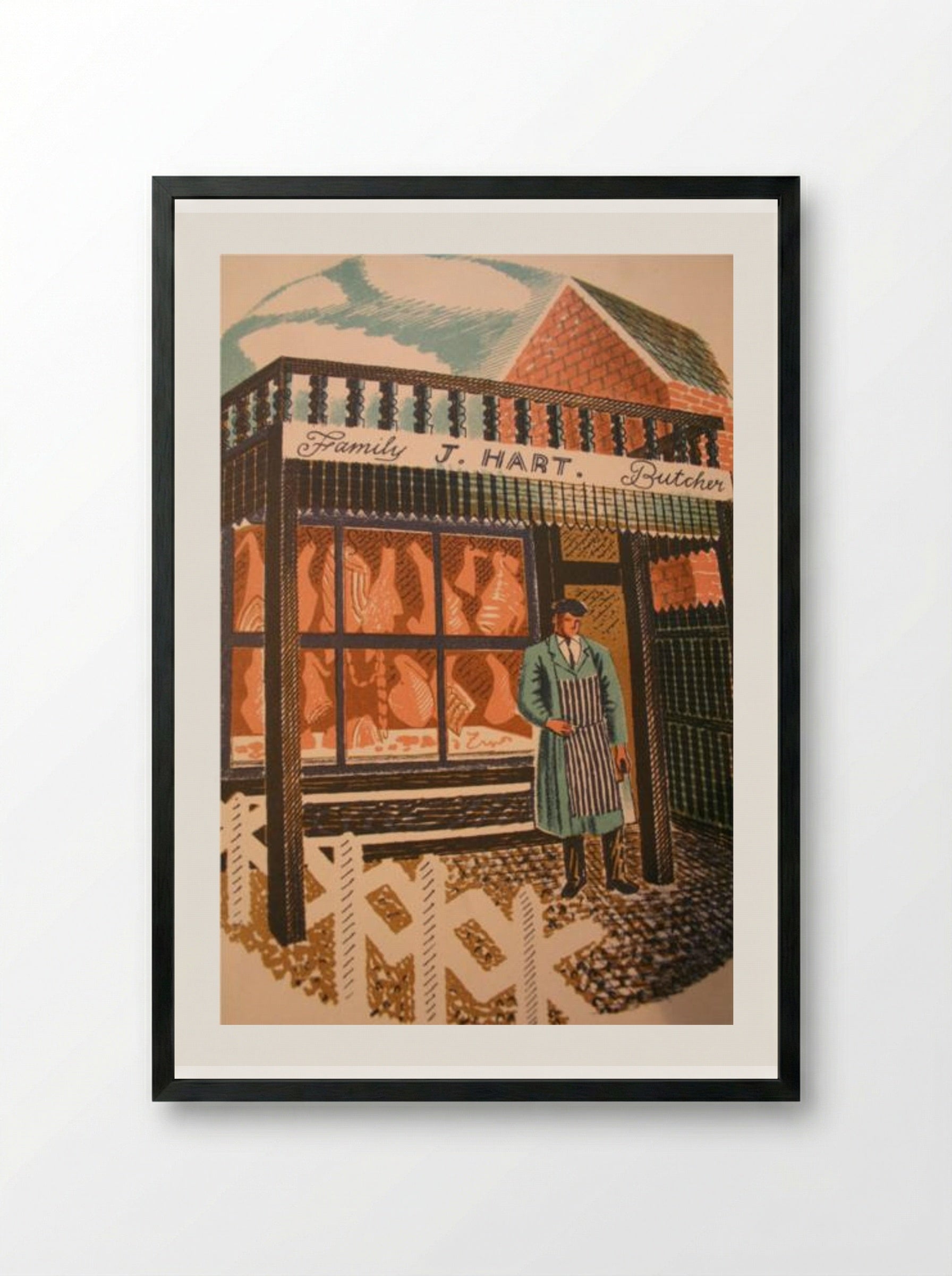 J. Hart, Family Butcher - Eric Ravilious - Framed Print Black