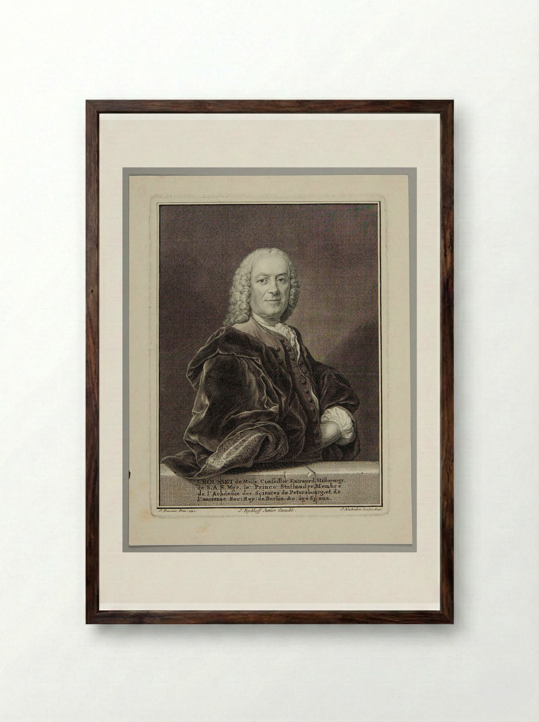 J. Rousset de Missy - Jacobus Houbraken - Framed Print Dark Wood