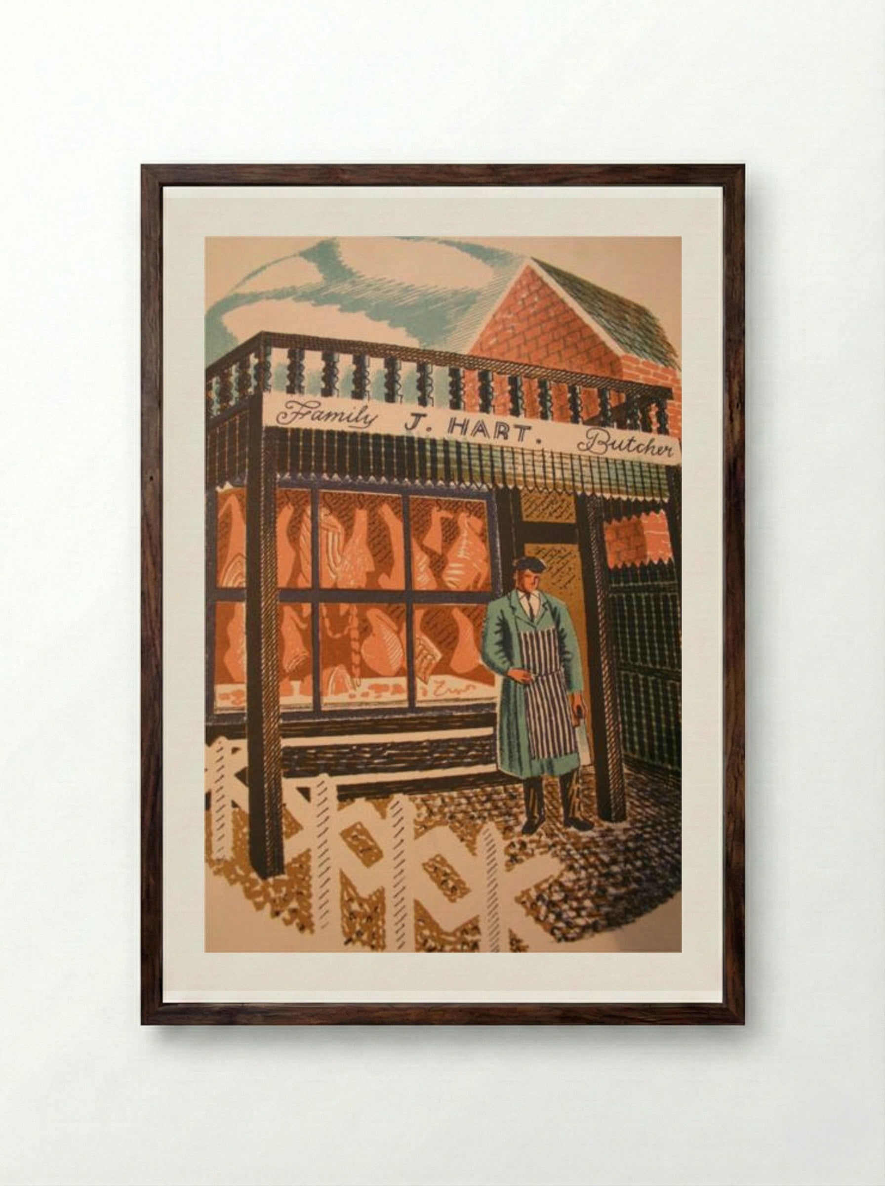 J. Hart, Family Butcher - Eric Ravilious - Framed Print Dark Wood