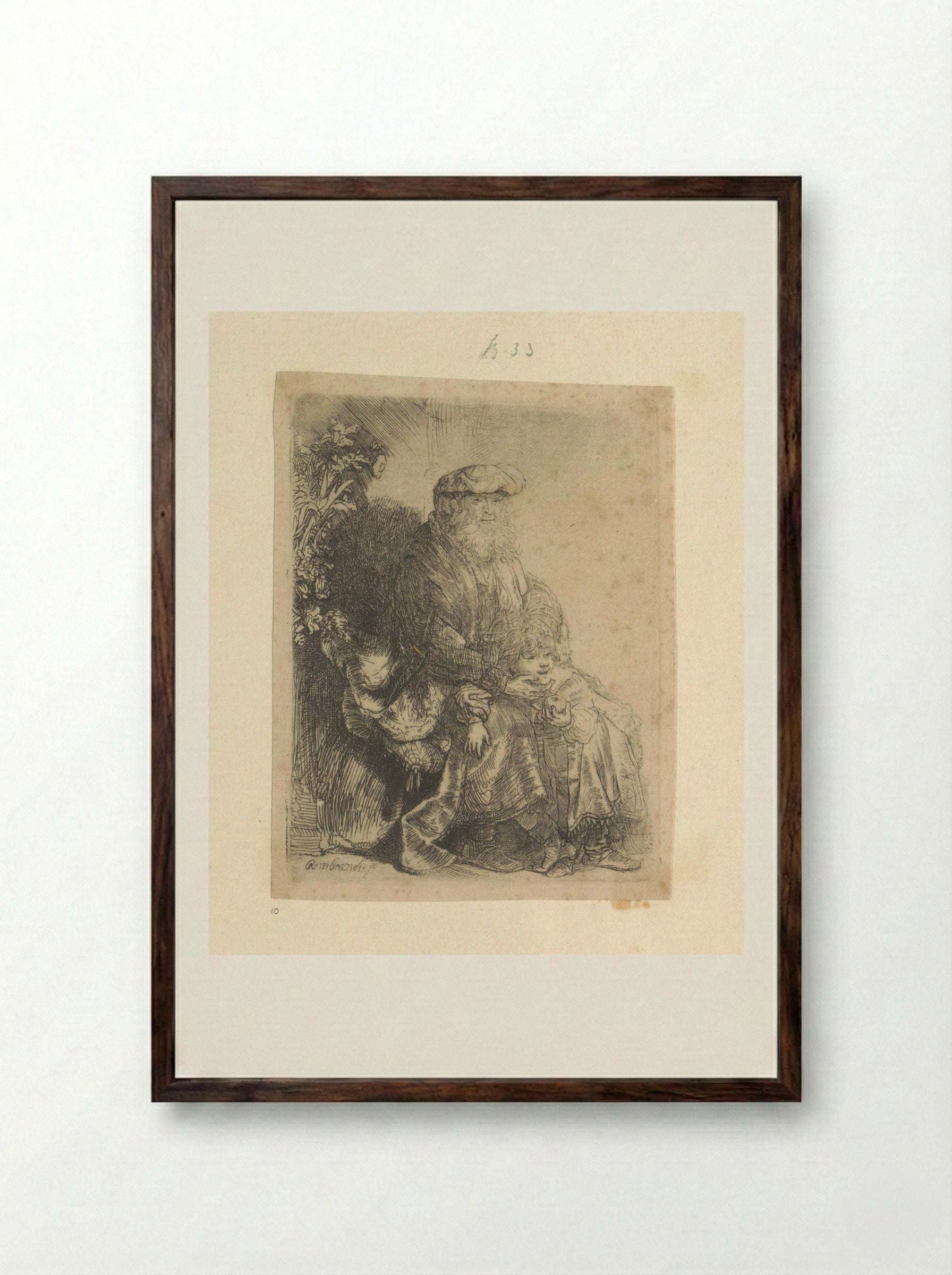 Jacob Lamenting the Supposed Death of Joseph - Rembrandt van Rijn - Framed Print Dark Wood