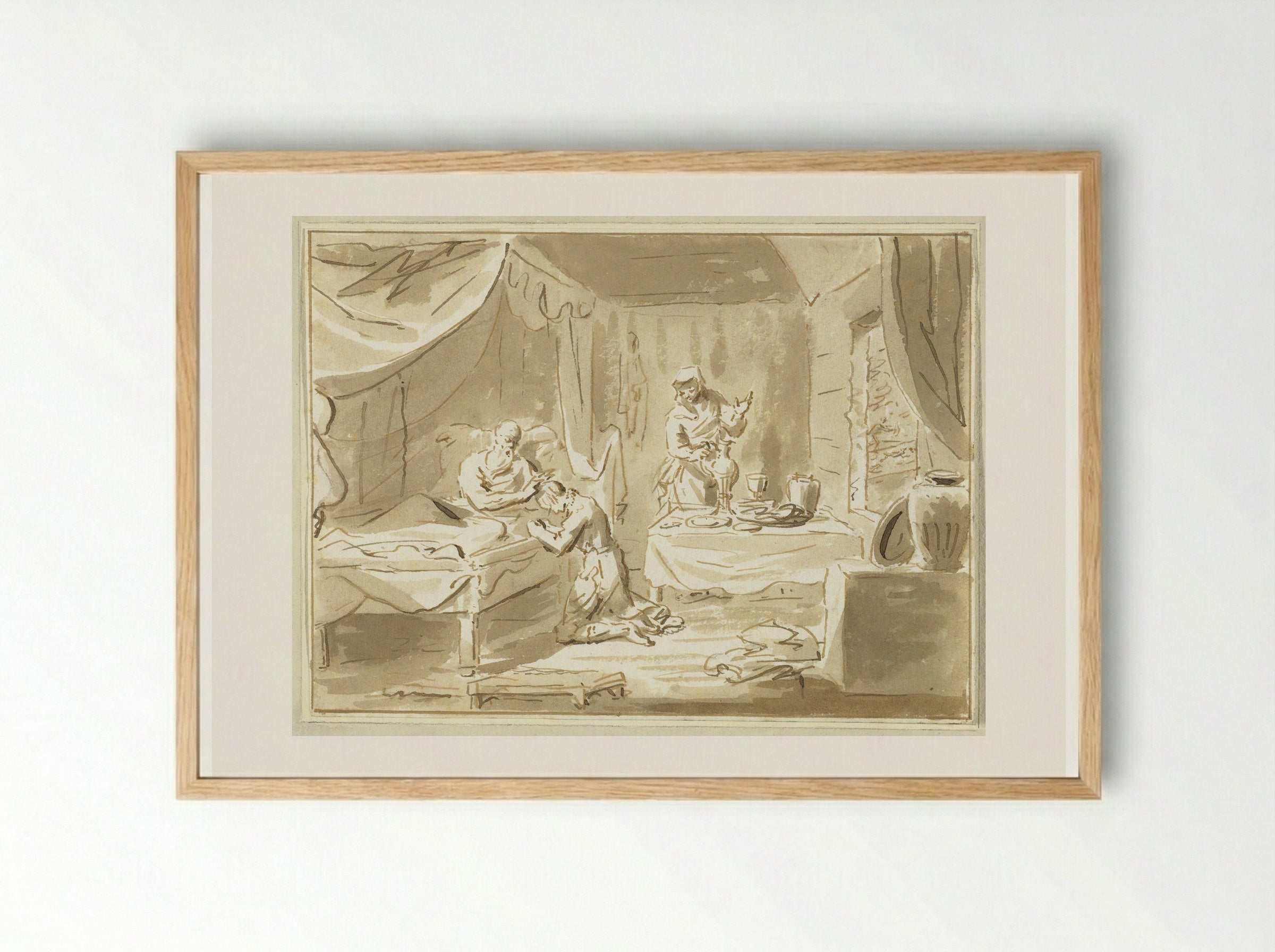 Jacob Receiving the Blessing of Isaac - Cornelis van Noorde - Framed Print Wood