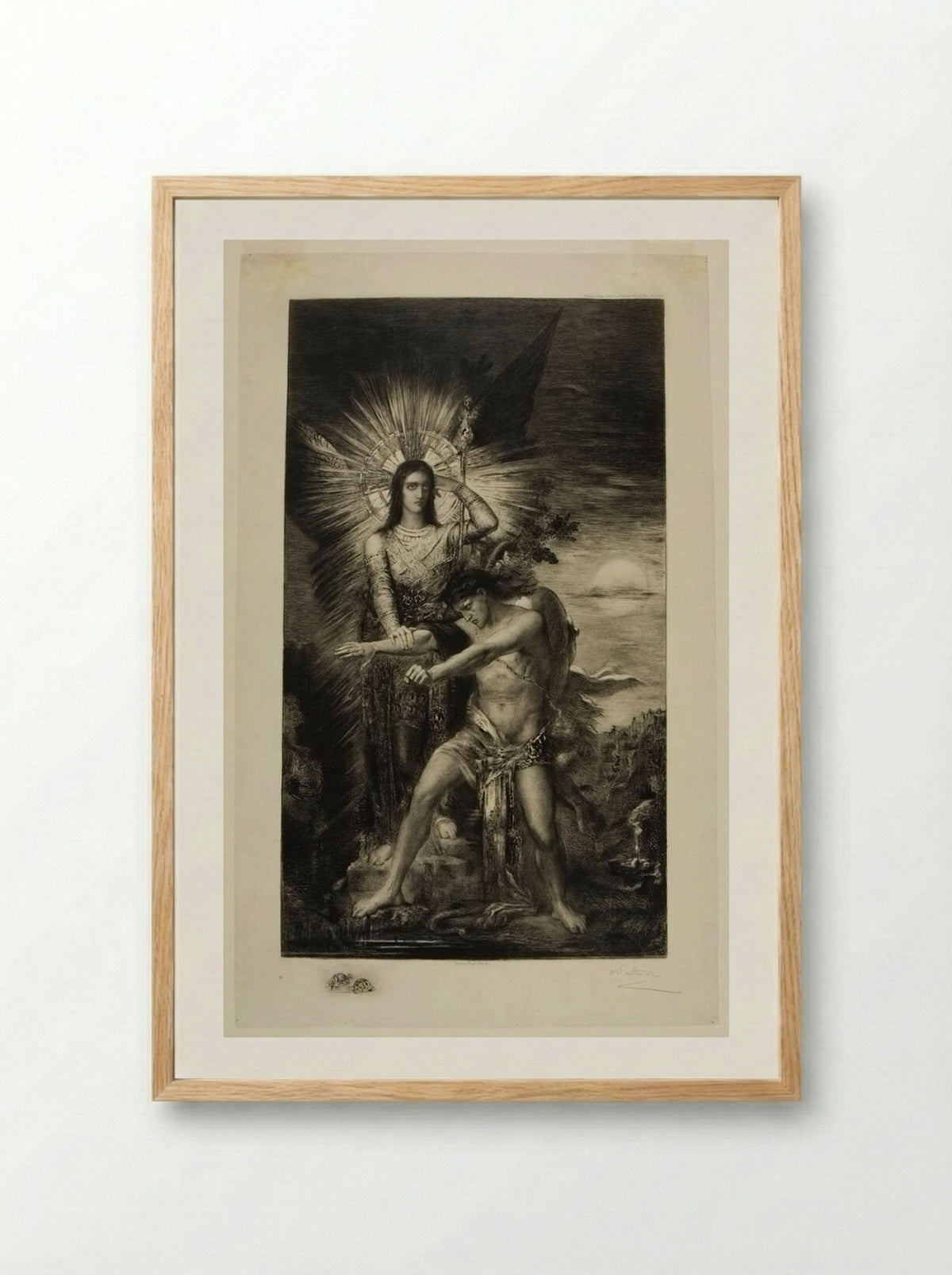 Jacob Struggling with the Angel - Charles Albert Waltner - Framed Print Wood