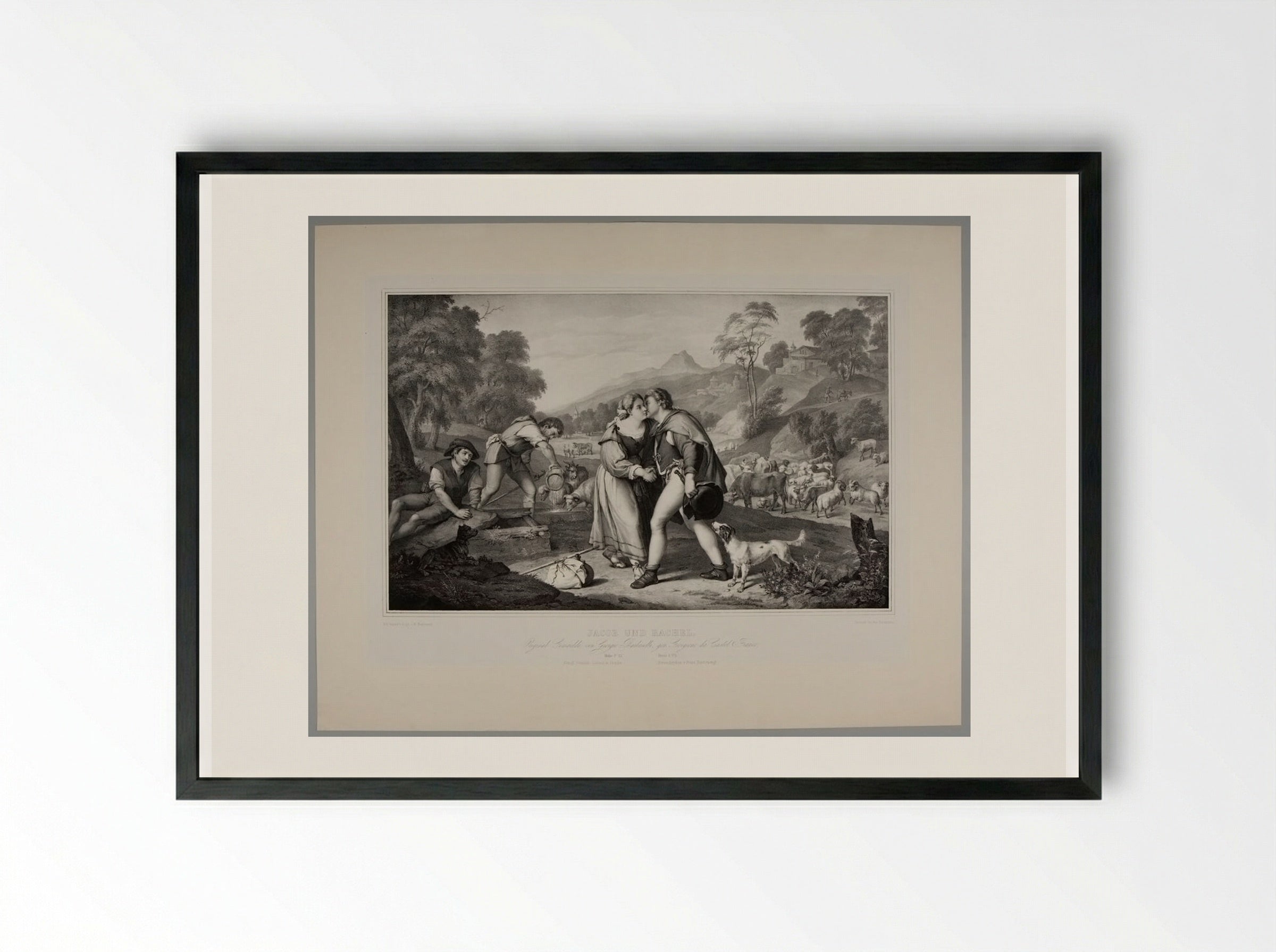 Jacob and Rachel - Franz Hanfstaengl - Framed Print Black