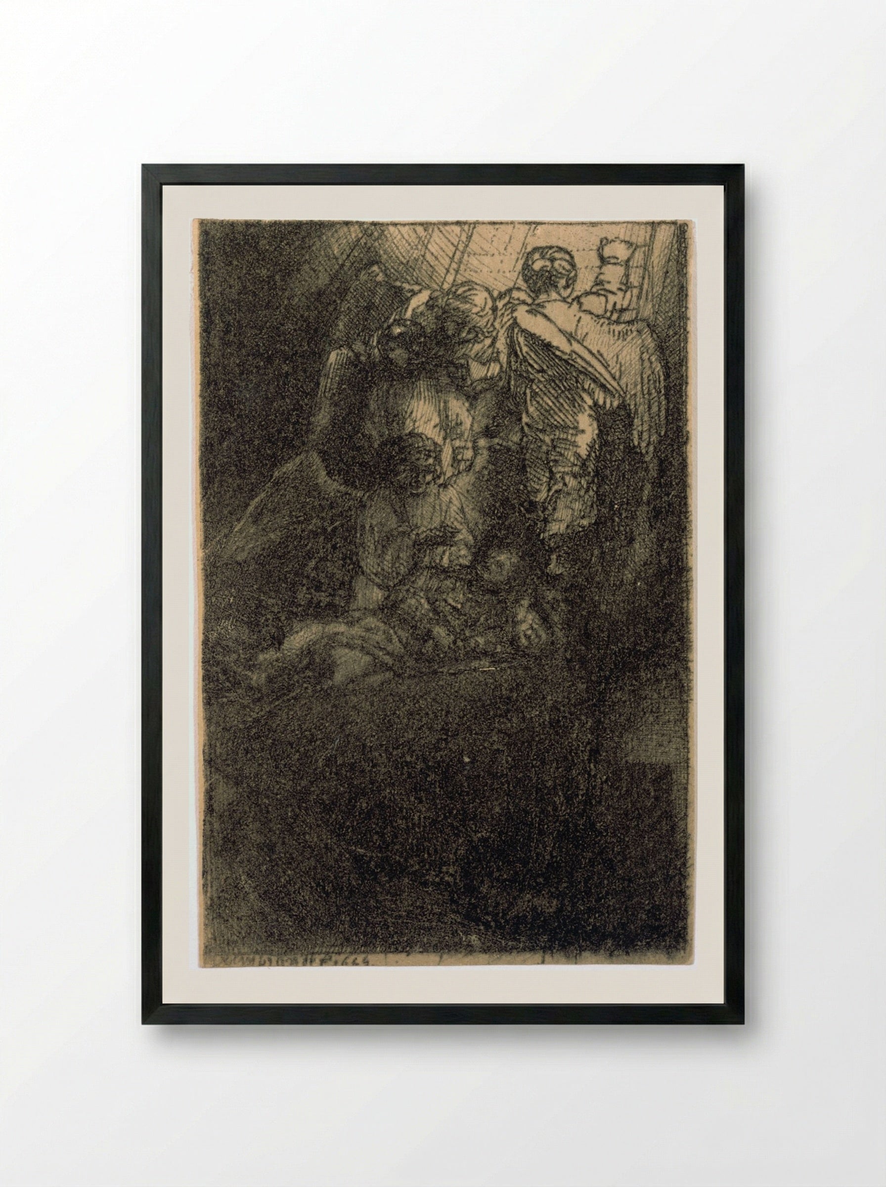 Jacob's Ladder - Rembrandt Harmensz. van Rijn - Framed Print Black