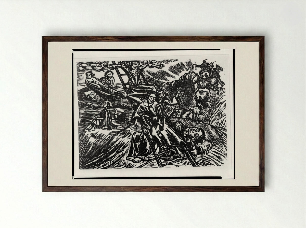 Jacob's Ladder - Ernst Barlach - Framed Print Dark Wood