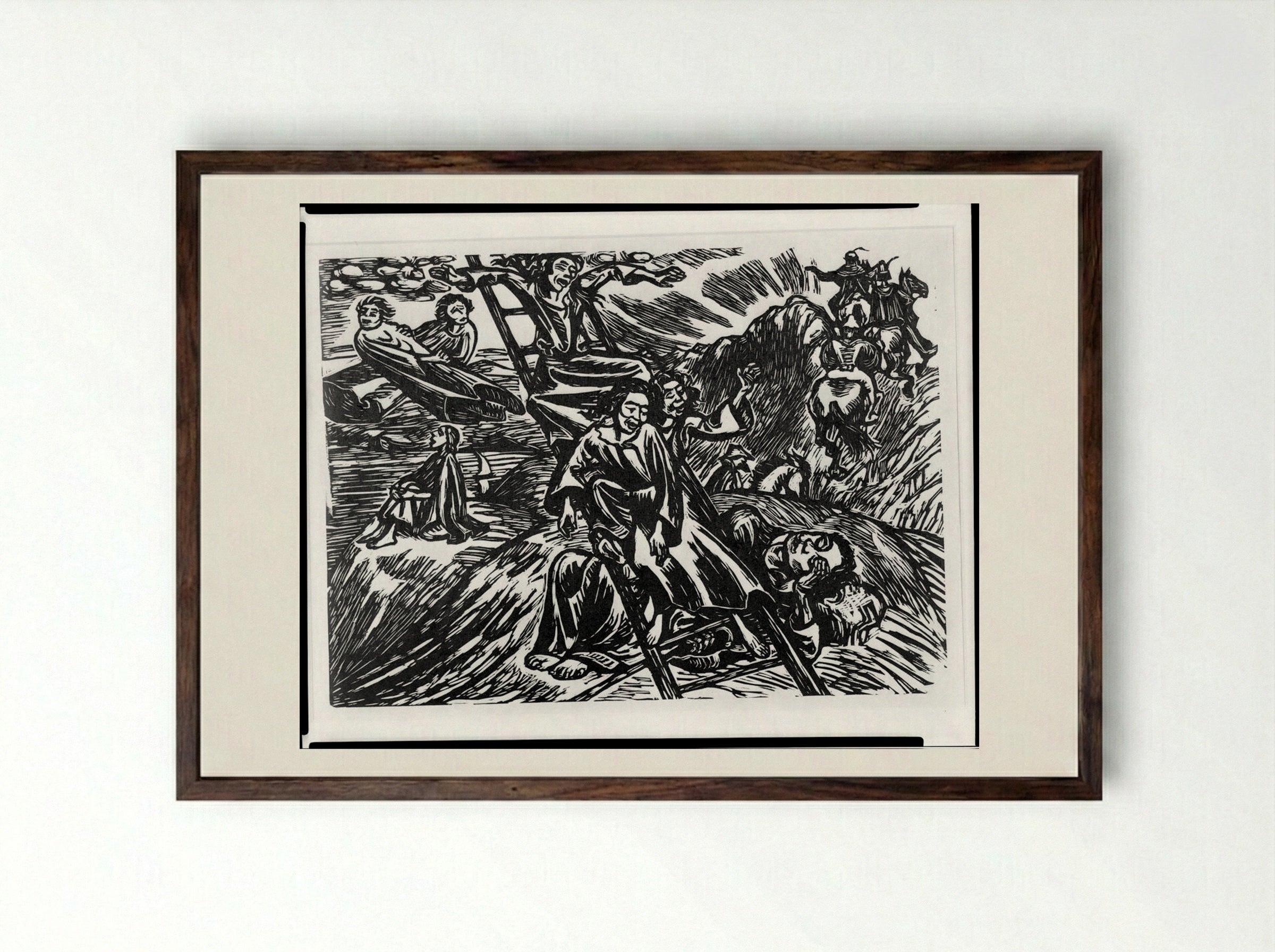 Jacob's Ladder - Ernst Barlach - Framed Print Dark Wood