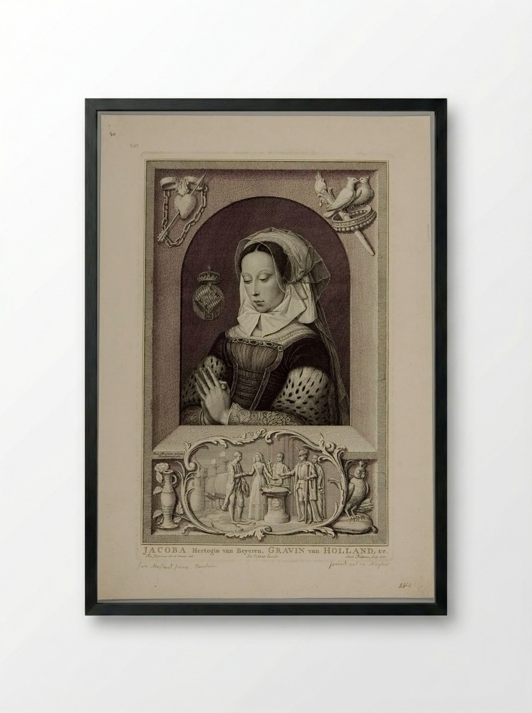 Jacoba, Duchess of Bavaria - Jakob Folkema - Framed Print Black