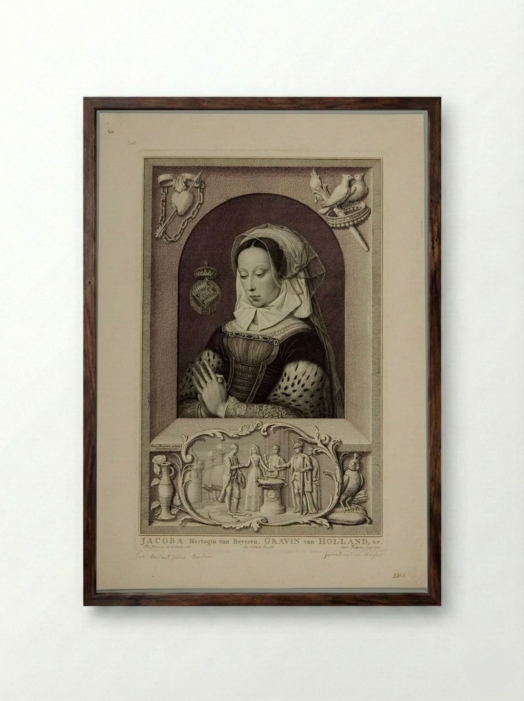 Jacoba, Duchess of Bavaria - Jakob Folkema - Framed Print Dark Wood
