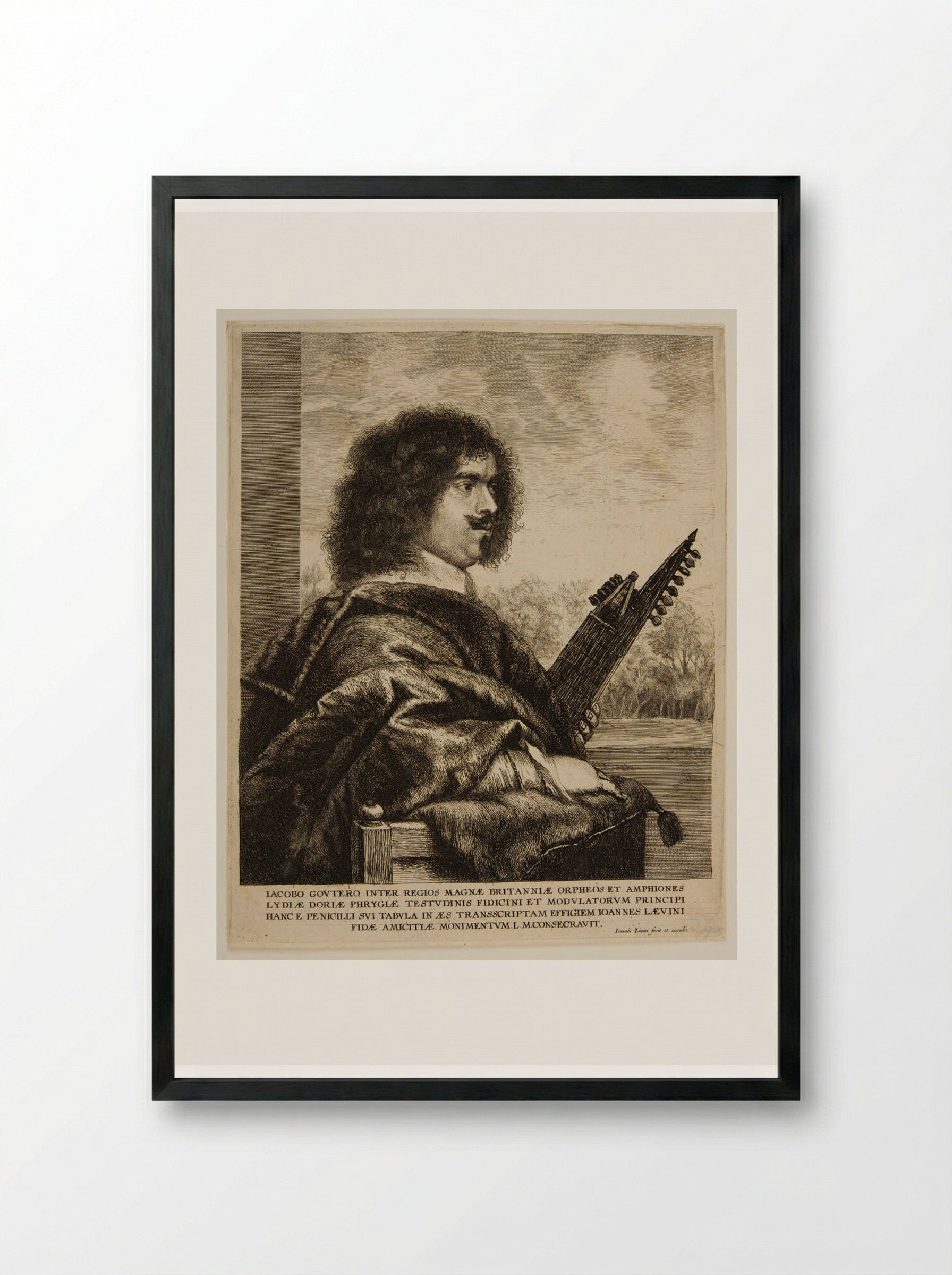 Jacobo Gouters (Jacques Gaultier), French Lutenist in London - Jan Lievens - Framed Print Black