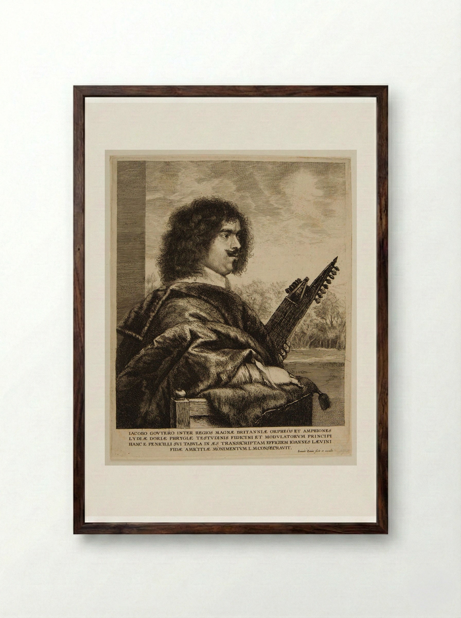 Jacobo Gouters (Jacques Gaultier), French Lutenist in London - Jan Lievens - Framed Print Dark Wood
