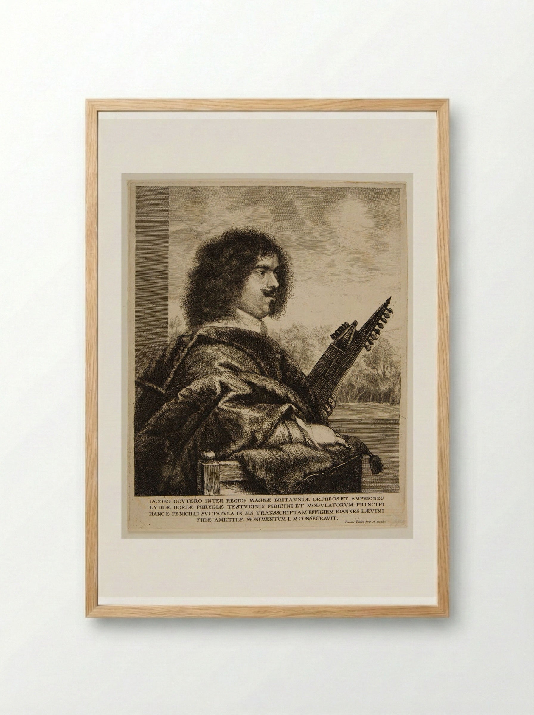 Jacobo Gouters (Jacques Gaultier), French Lutenist in London - Jan Lievens - Framed Print Wood