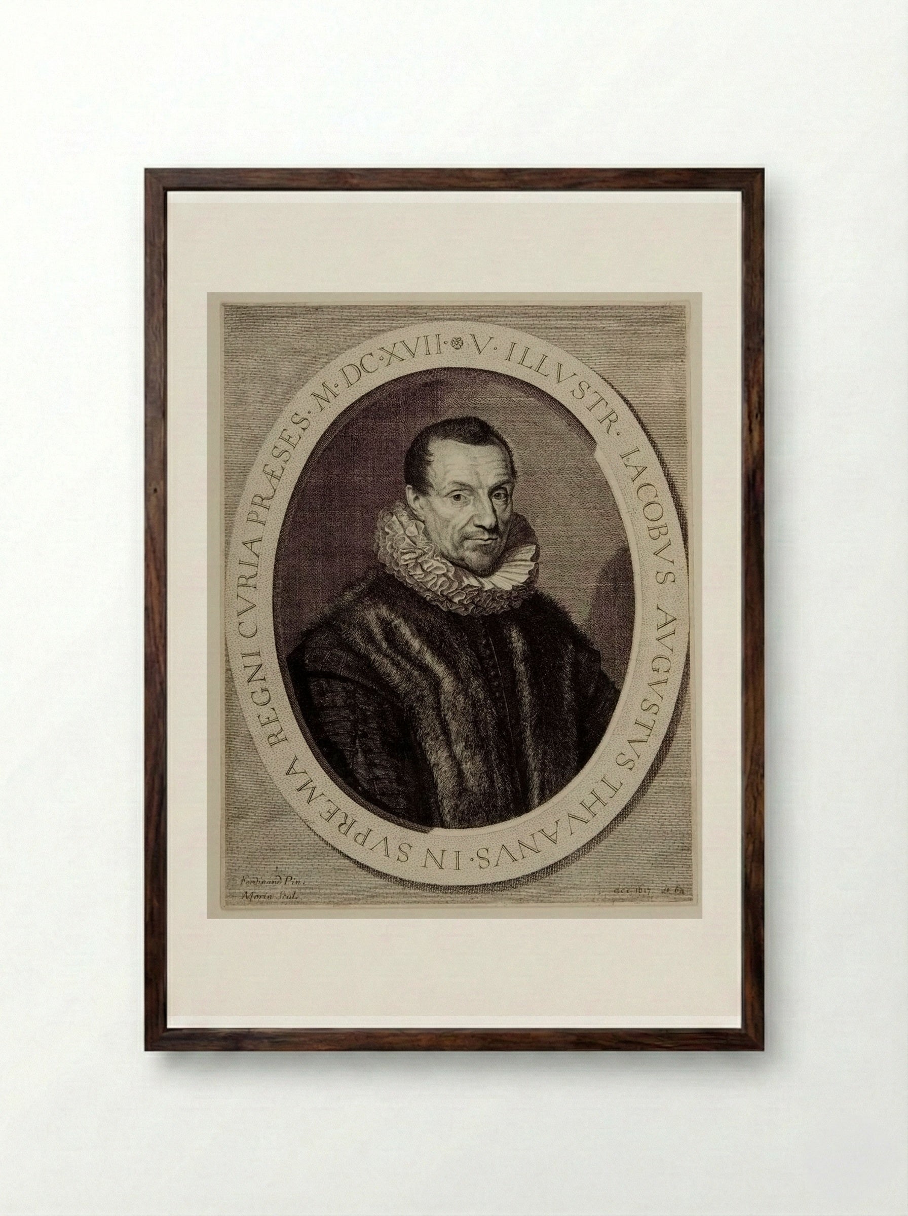 Jacques-Auguste de Thou - Jean Morin - Framed Print Dark Wood