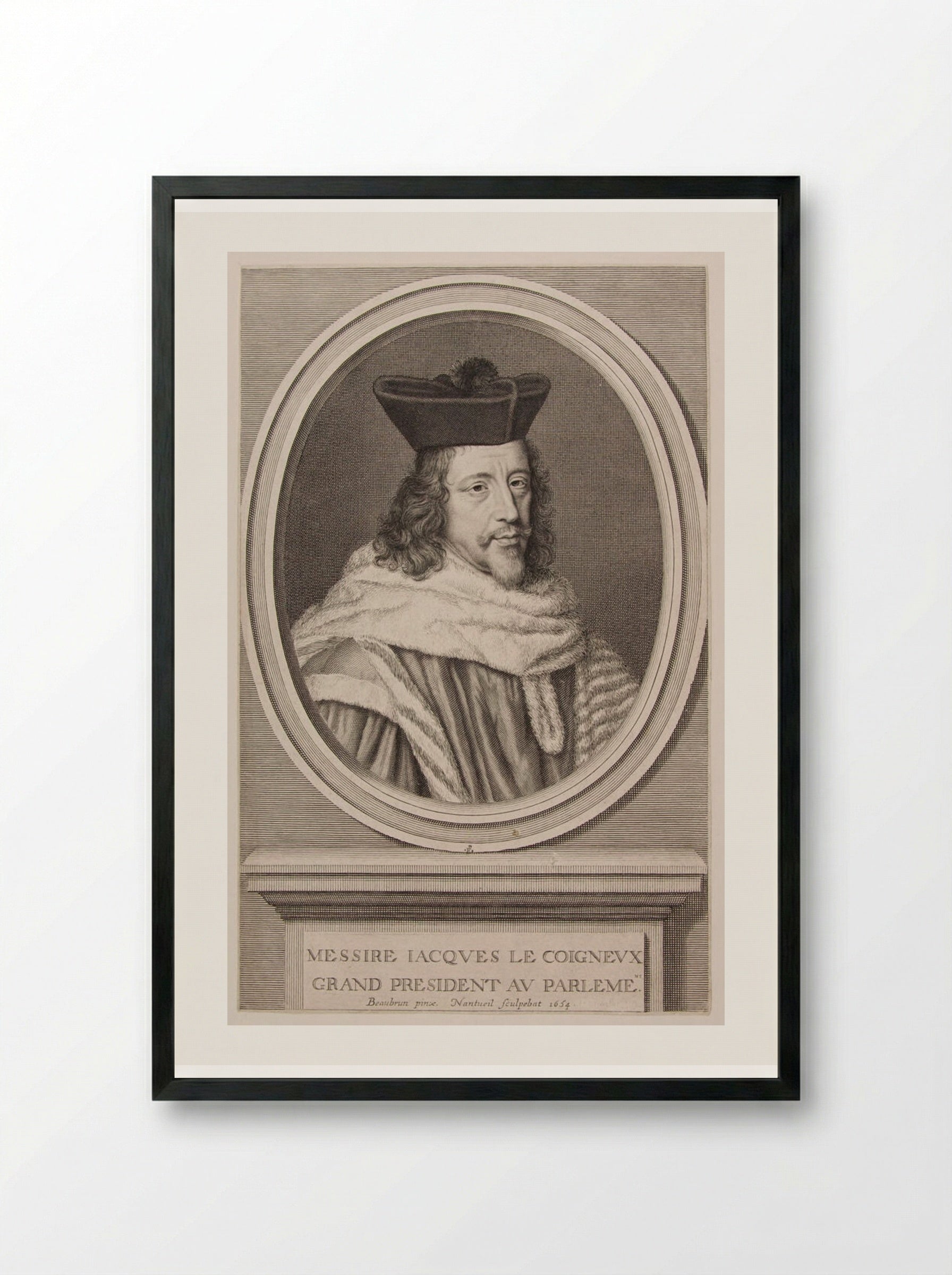 Jacques Le Coigneux, Marquis de Belabre - Robert Nanteuil - Framed Print Black