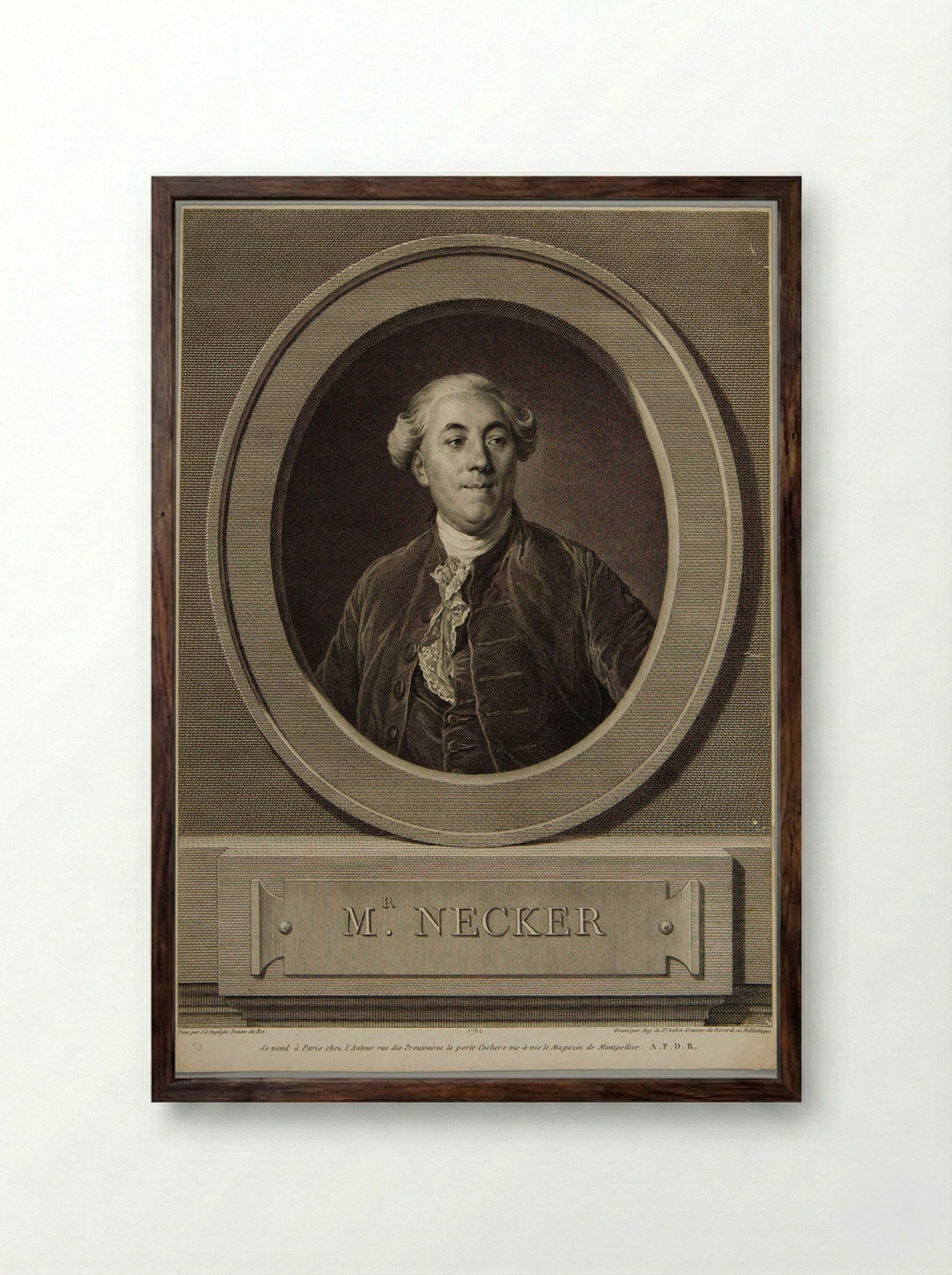 Jacques Necker - Augustin de Saint-Aubin - Framed Print Dark Wood