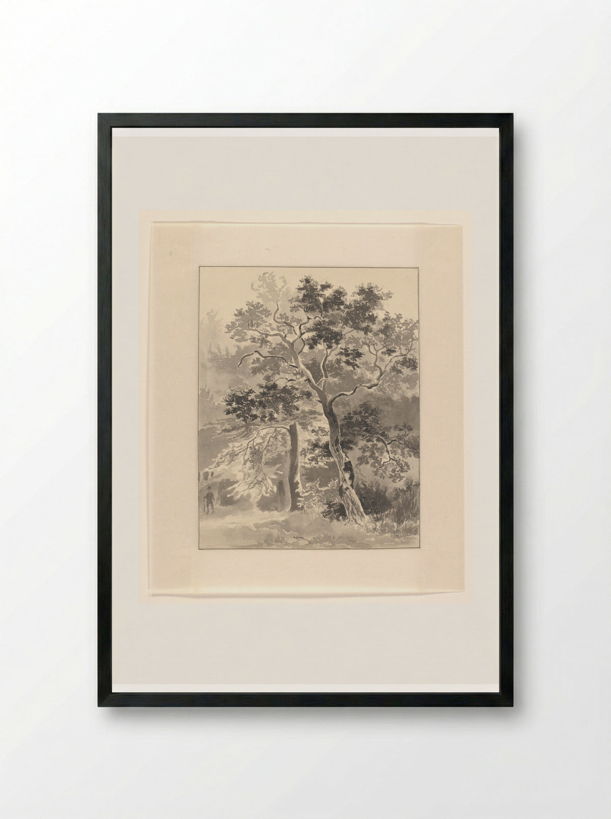 Jager in een bos (Hunter in a Forest) - Johannes van Reijn - Framed Print Black