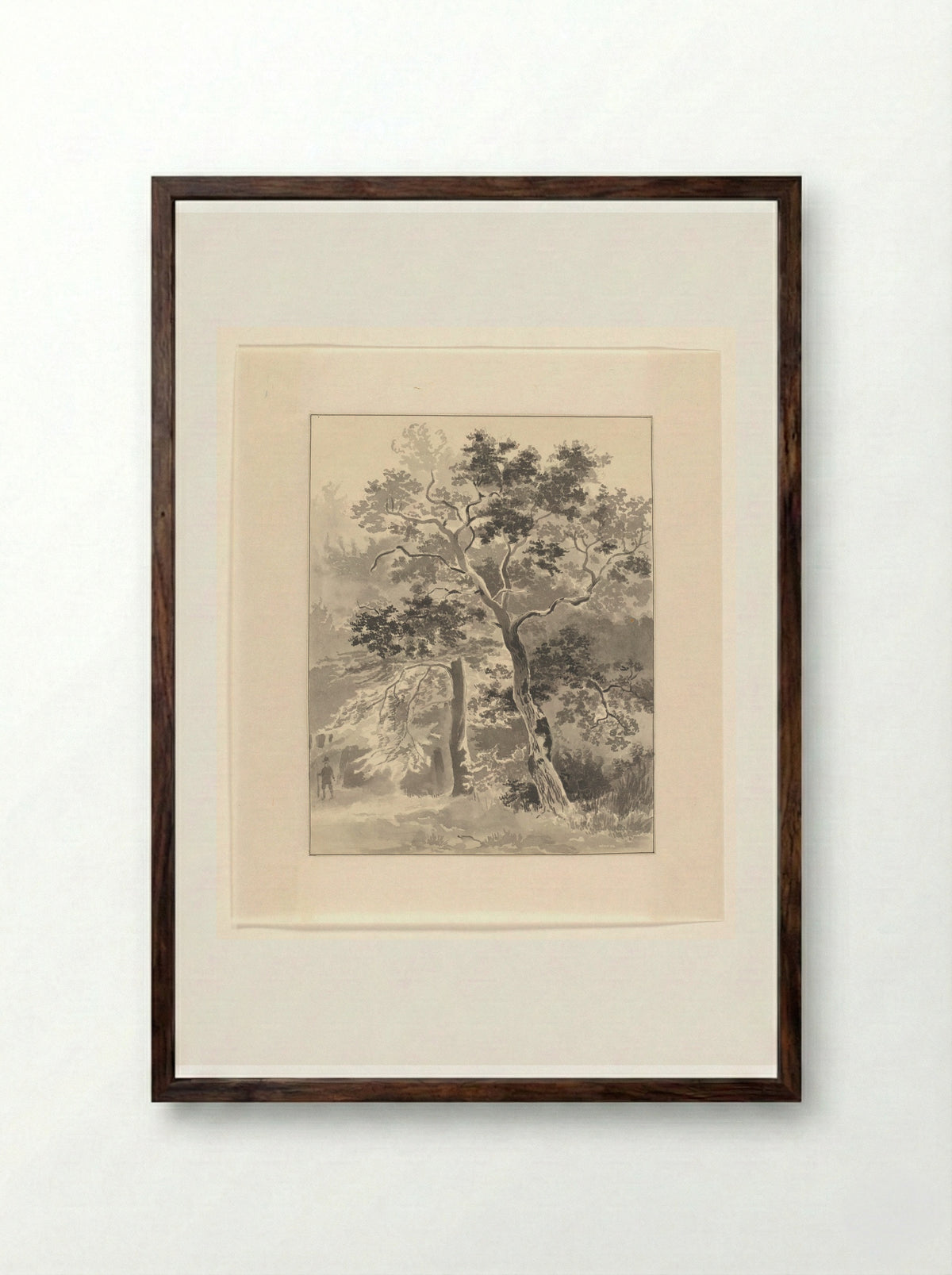 Jager in een bos (Hunter in a Forest) - Johannes van Reijn - Framed Print Dark Wood