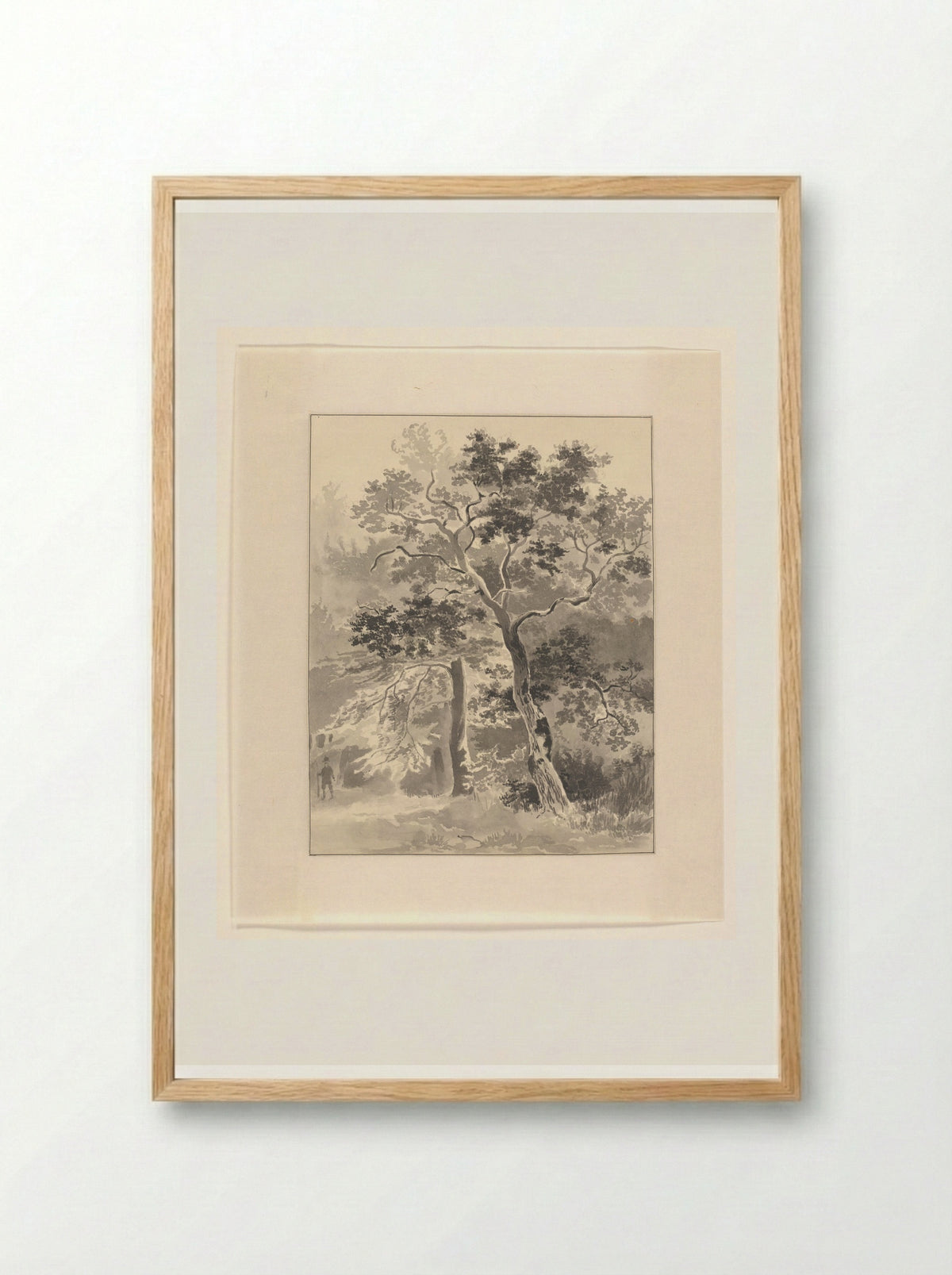 Jager in een bos (Hunter in a Forest) - Johannes van Reijn - Framed Print Wood