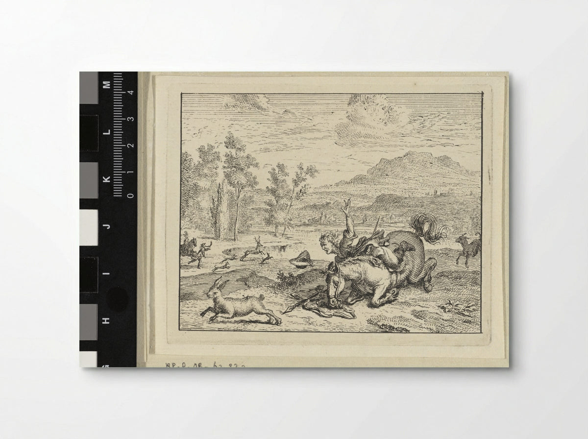Jager valt van zijn paard (Hunter Falling from his Horse) - Vincent Laurensz. van der Vinne (II) - Poster