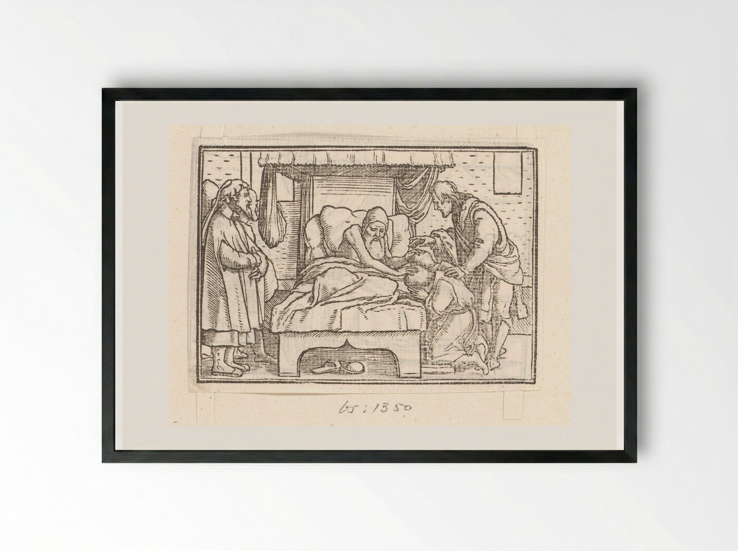 Jakob zegent Efraïm en Manasse - Veit Rudolf Specklin - Framed Print Black