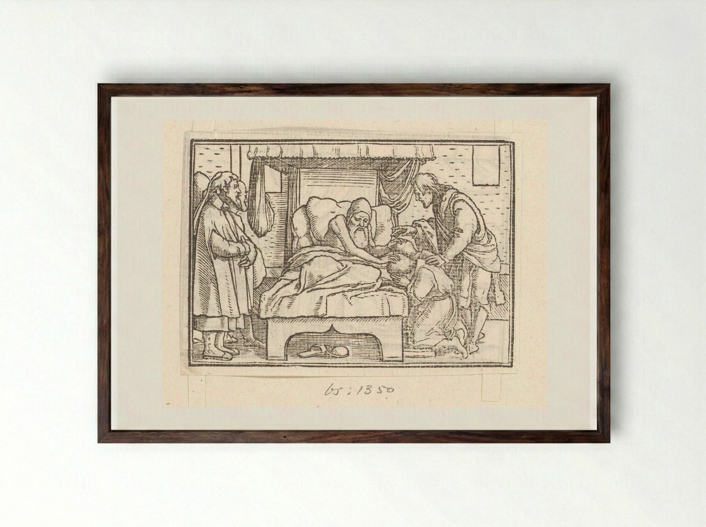 Jakob zegent Efraïm en Manasse - Veit Rudolf Specklin - Framed Print Dark Wood