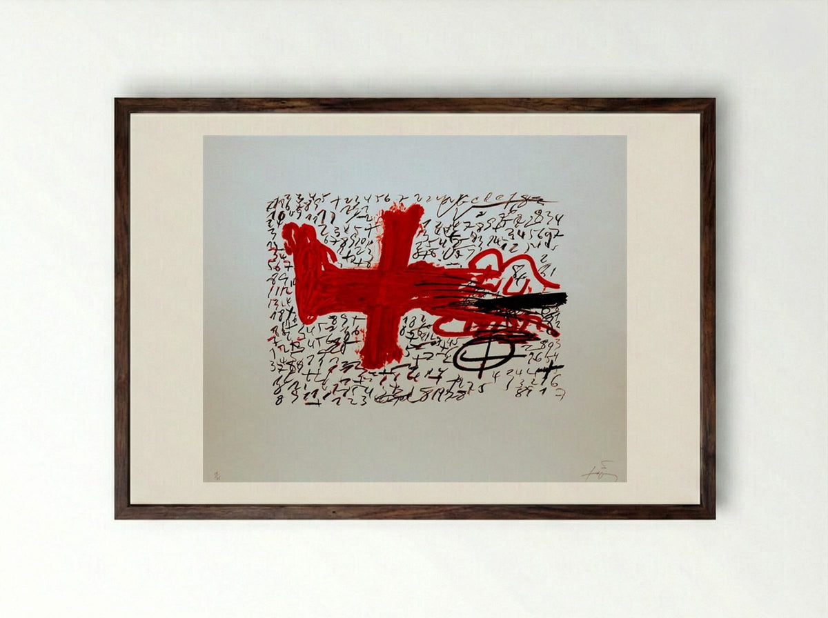 Jambe et chiffres - Antoni Tàpies - Framed Print Dark Wood