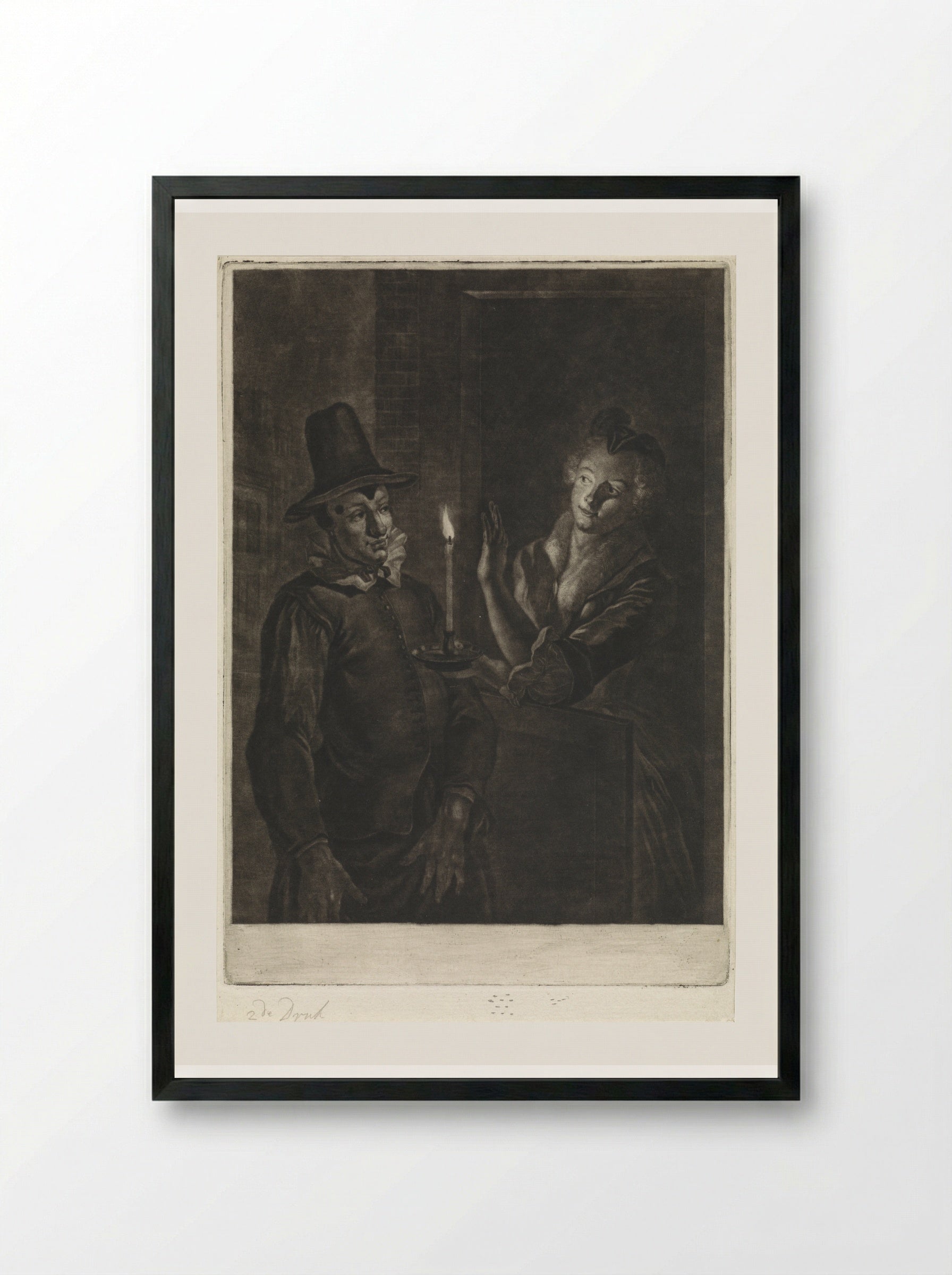 Jan Claasz of de gewaande dienstmaagd: de liefdesverklaring van Reinier Adriaansz - Abraham Delfos - Framed Print Black