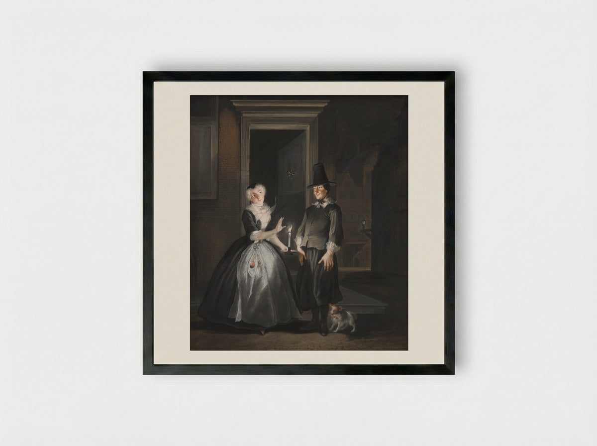 Jan Claasz of de gewaande dienstmaagd: de liefdesverklaring van Reinier Adriaansz - Cornelis Troost - Framed Print Black