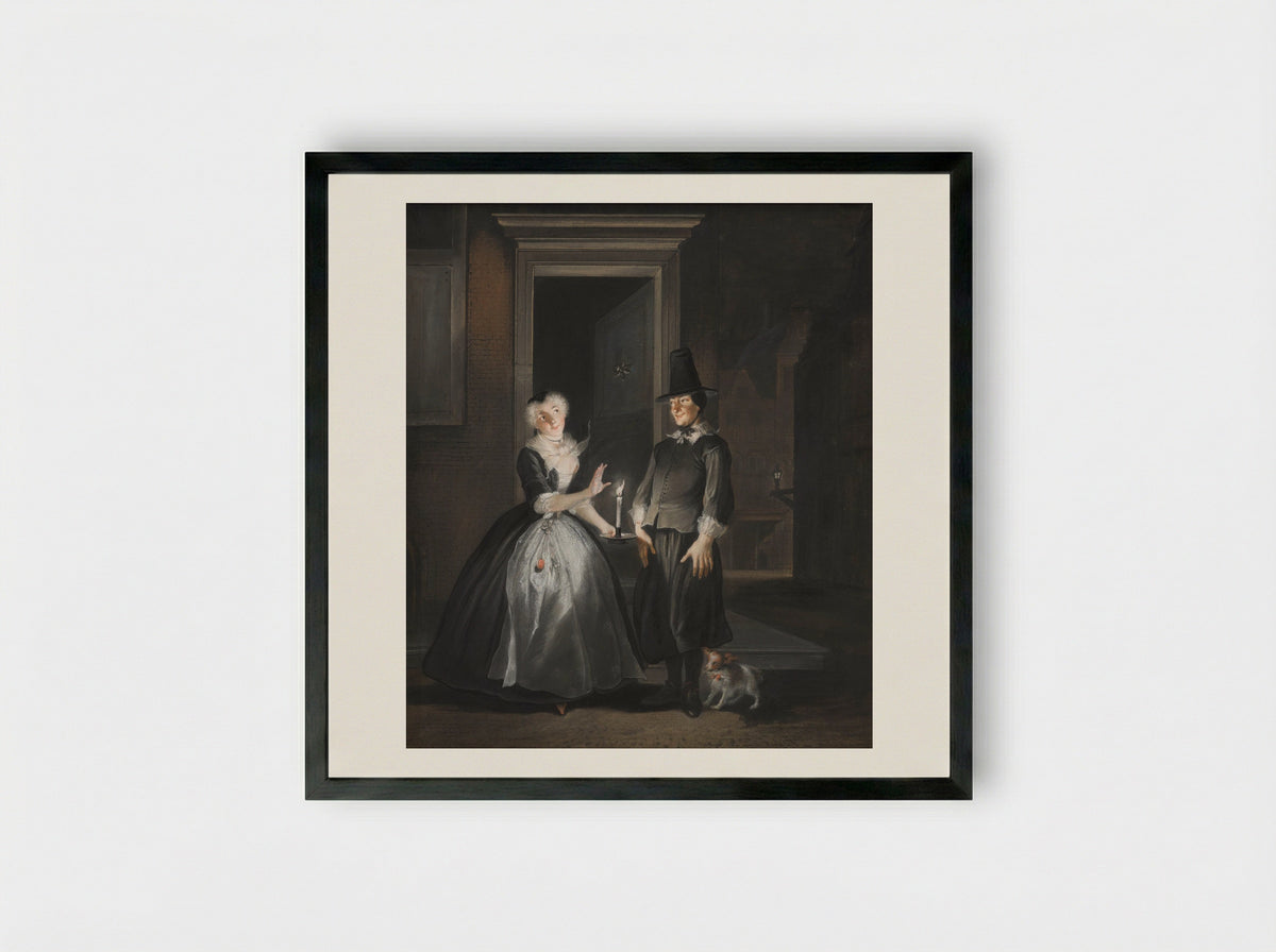 Jan Claasz of de gewaande dienstmaagd: de liefdesverklaring van Reinier Adriaansz - Cornelis Troost - Framed Print Black