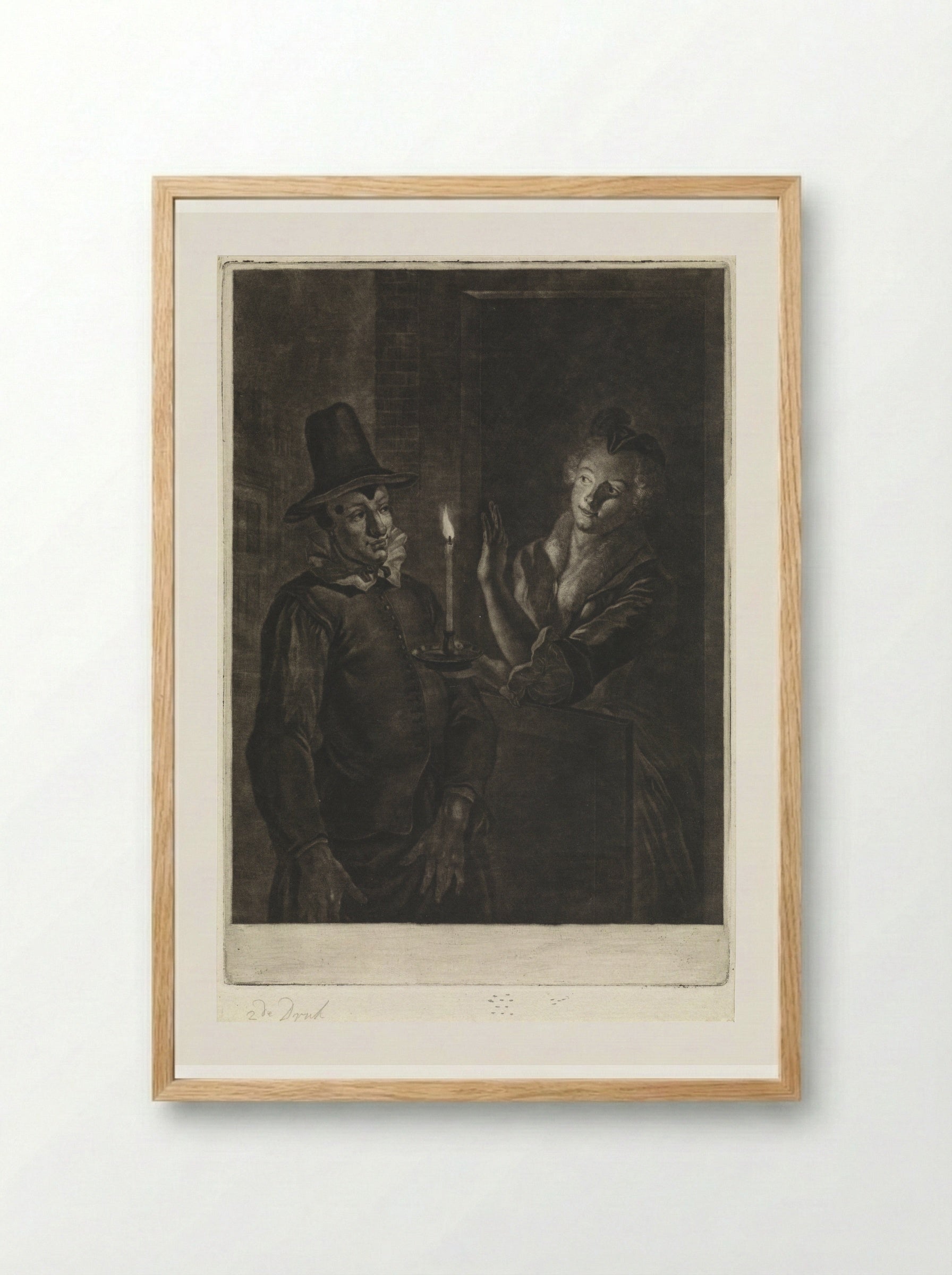 Jan Claasz of de gewaande dienstmaagd: de liefdesverklaring van Reinier Adriaansz - Abraham Delfos - Framed Print Wood