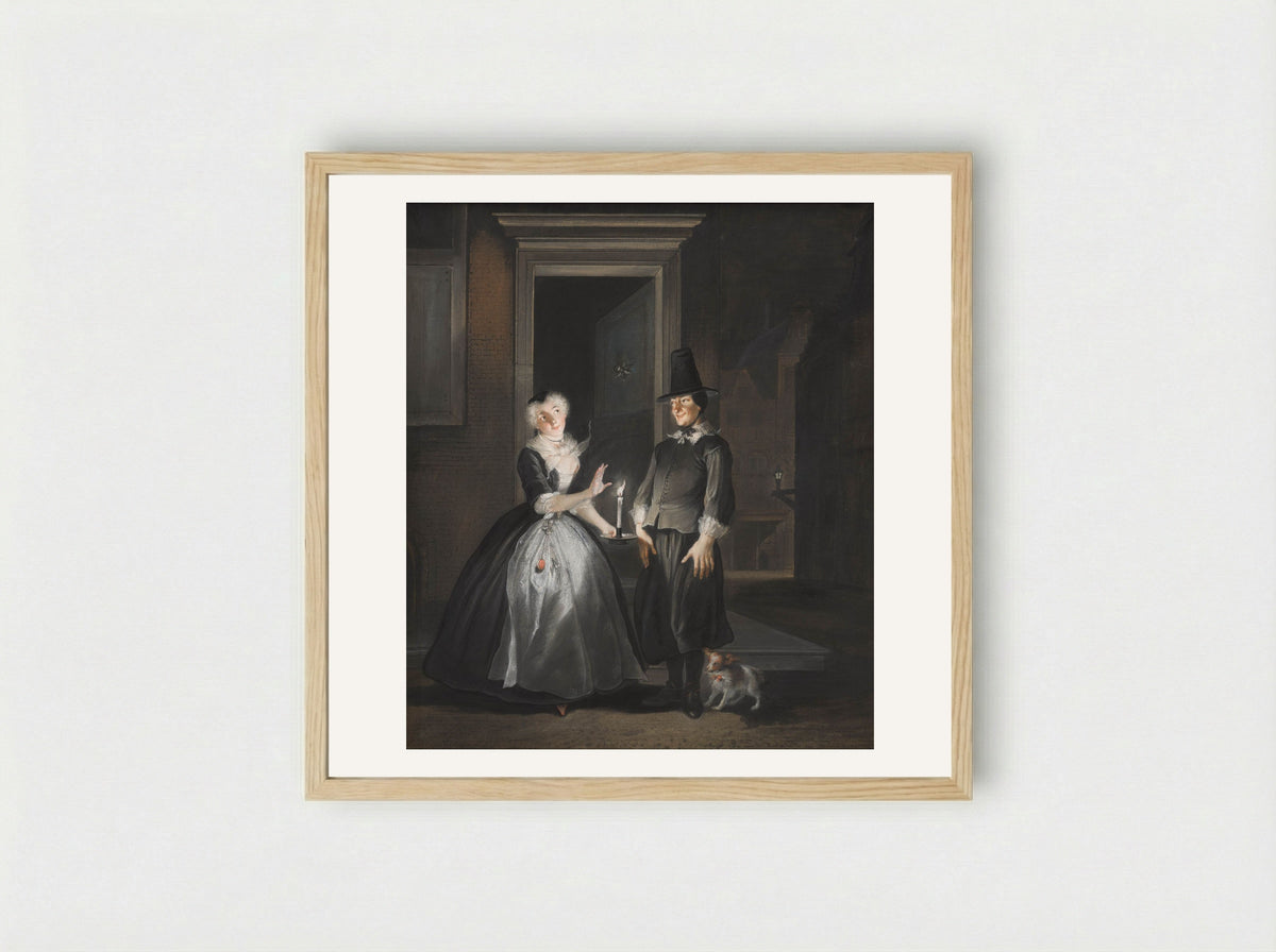Jan Claasz of de gewaande dienstmaagd: de liefdesverklaring van Reinier Adriaansz - Cornelis Troost - Framed Print Wood