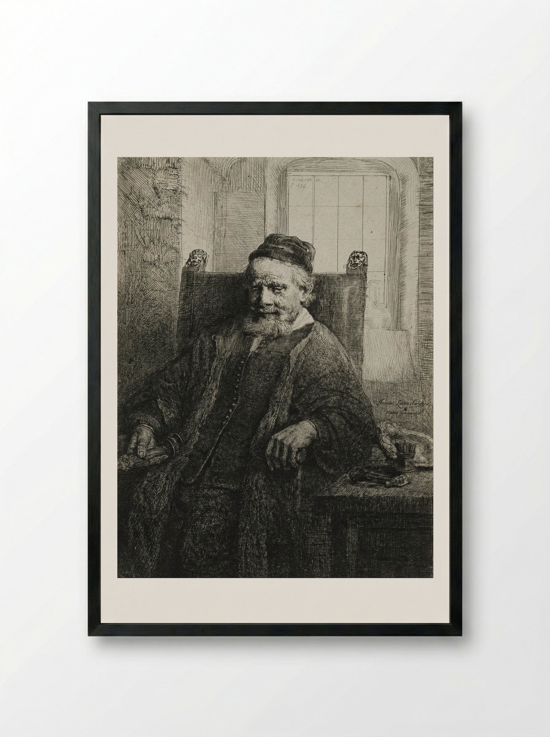 Jan Lutma, Goldsmith - Rembrandt Harmensz. van Rijn - Framed Print Black