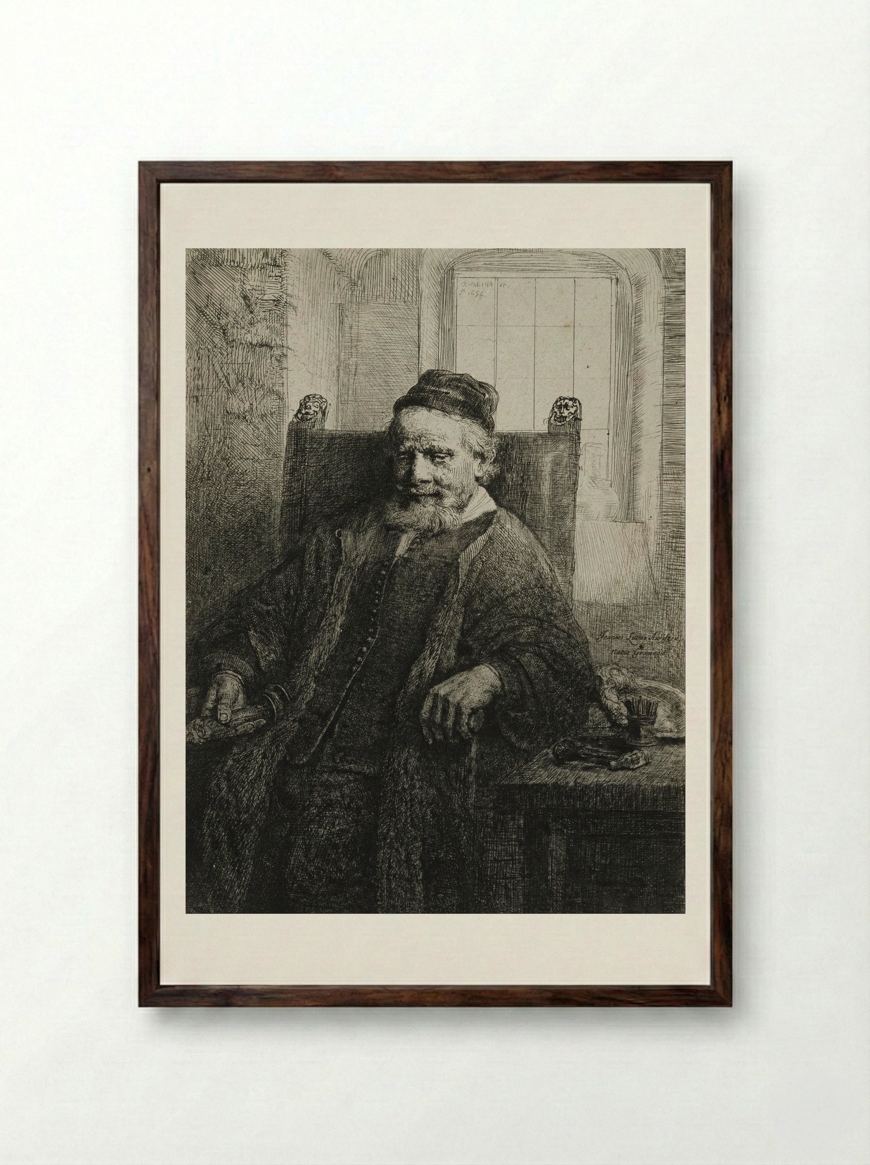 Jan Lutma, Goldsmith - Rembrandt Harmensz. van Rijn - Framed Print Dark Wood