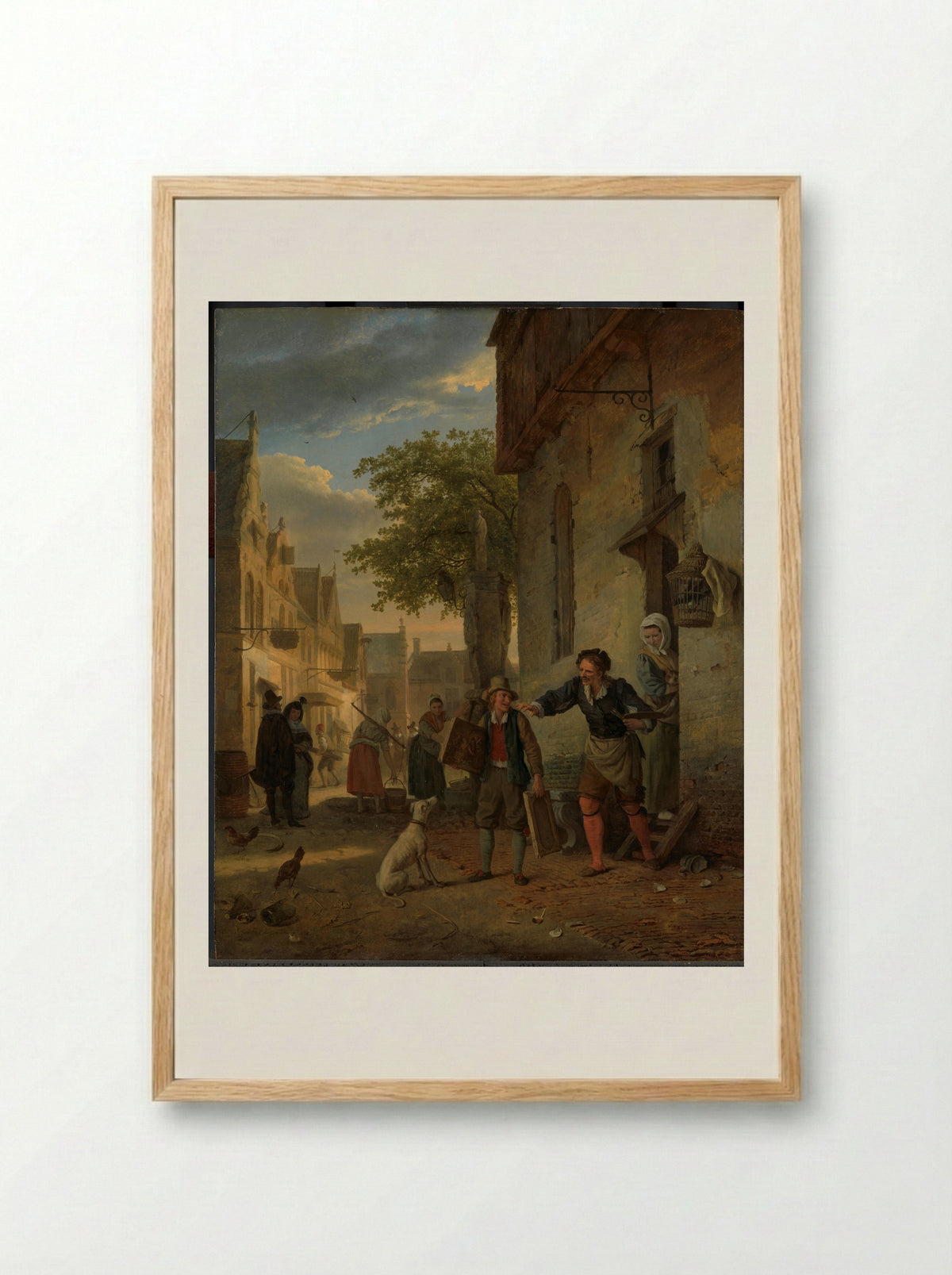 Jan Steen Sending His Son to Trade Paintings for Beer and Wine - Ignatius Josephus Van Regemorter - Framed Print Wood