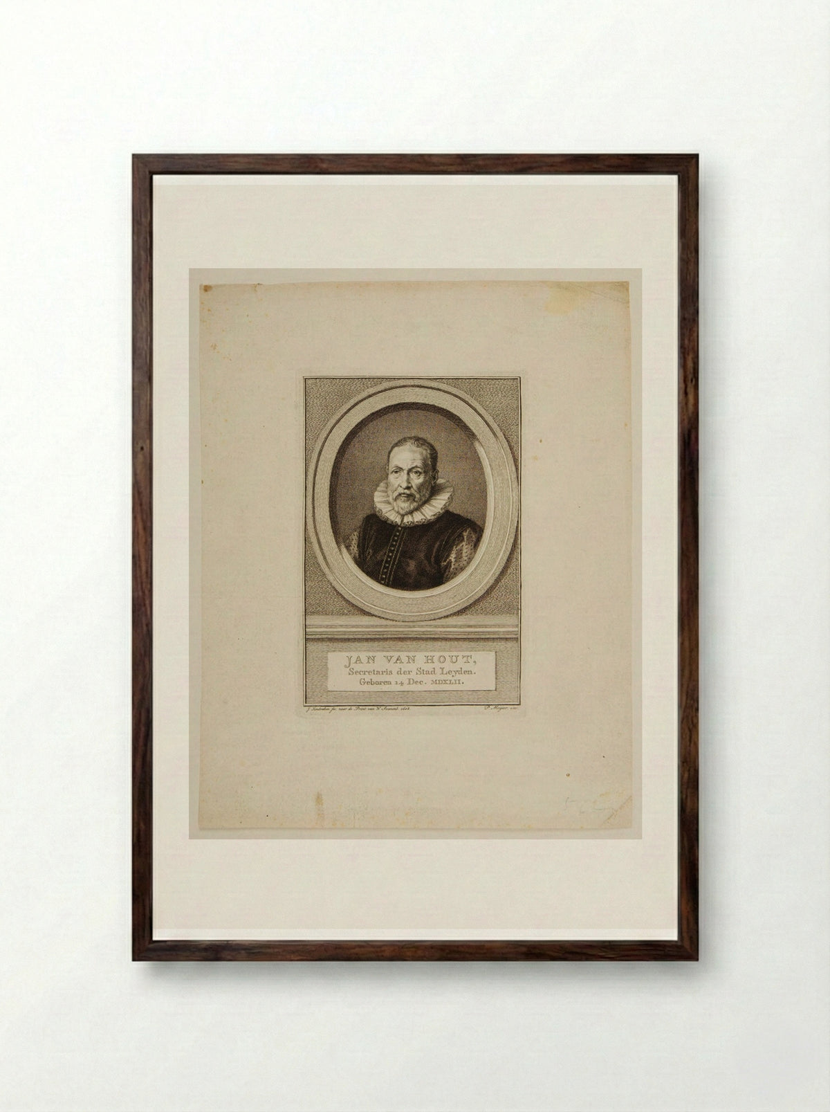 Jan van Hout - Jacobus Houbraken - Framed Print Dark Wood