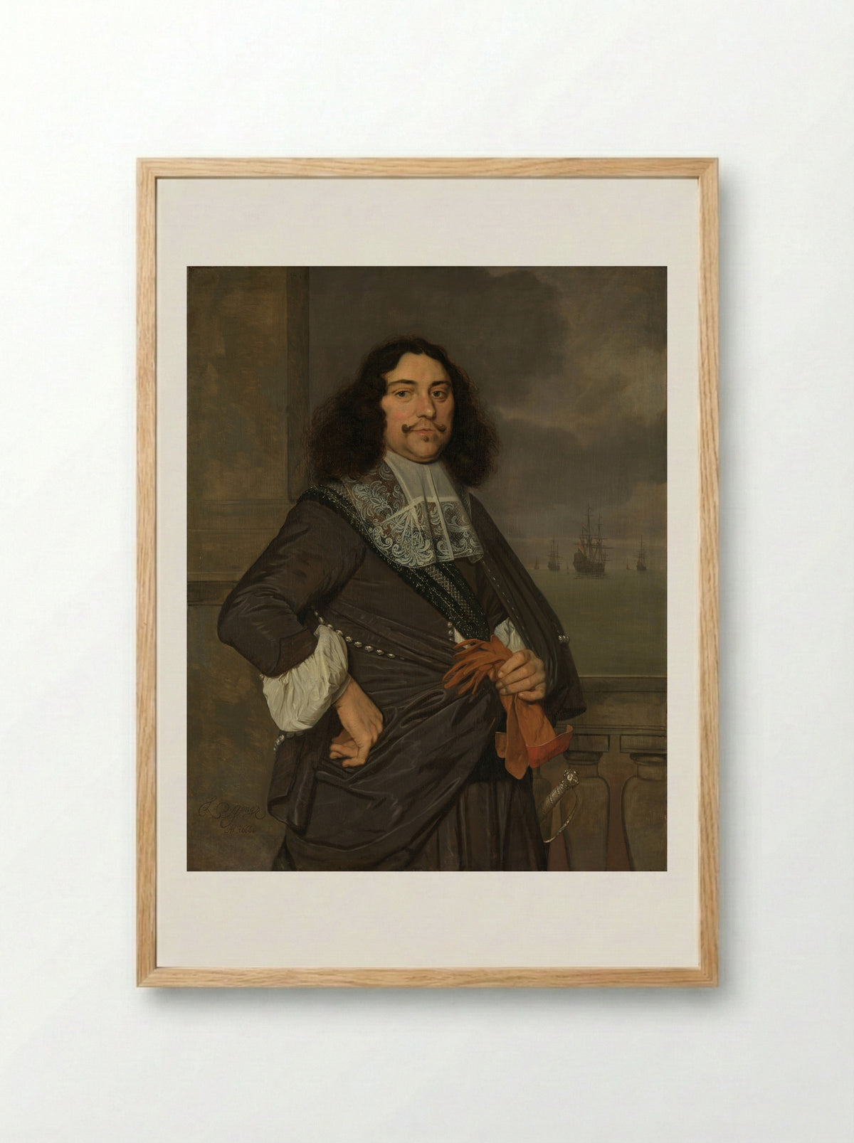 Jan van Nes (1631-1680), Vice-Admiral of Holland and West Friesland - Ludolf de Jongh - Framed Print Wood