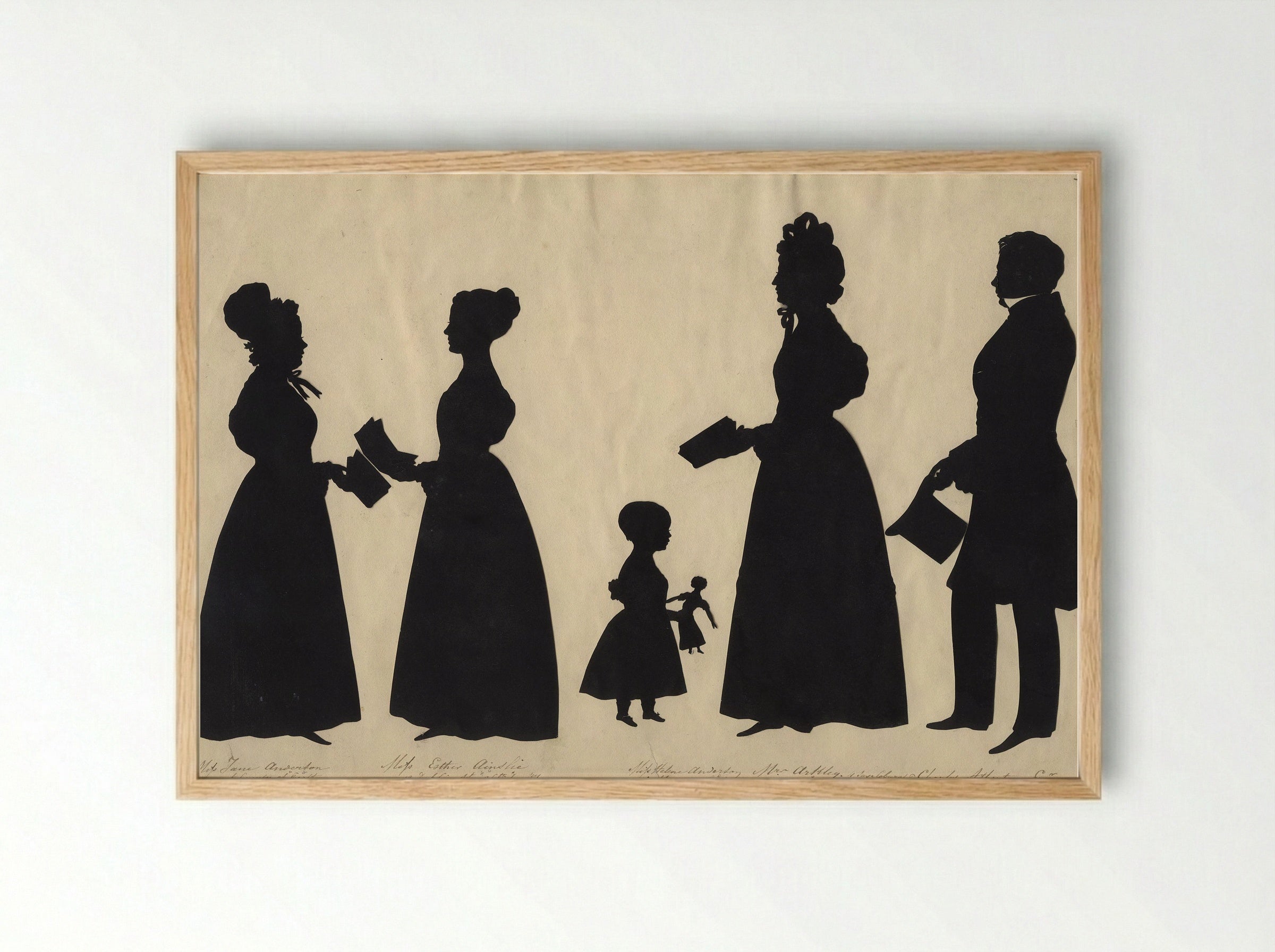 Jane Anderson; Esther Ainslie; Helena Anderson; Mrs Arkley; Charles Atherton - Auguste Edouart - Framed Print Wood