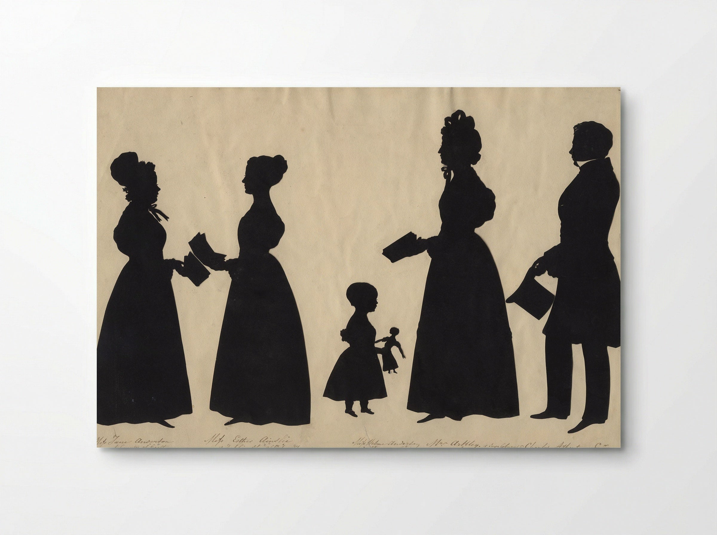 Jane Anderson; Esther Ainslie; Helena Anderson; Mrs Arkley; Charles Atherton - Auguste Edouart - Poster