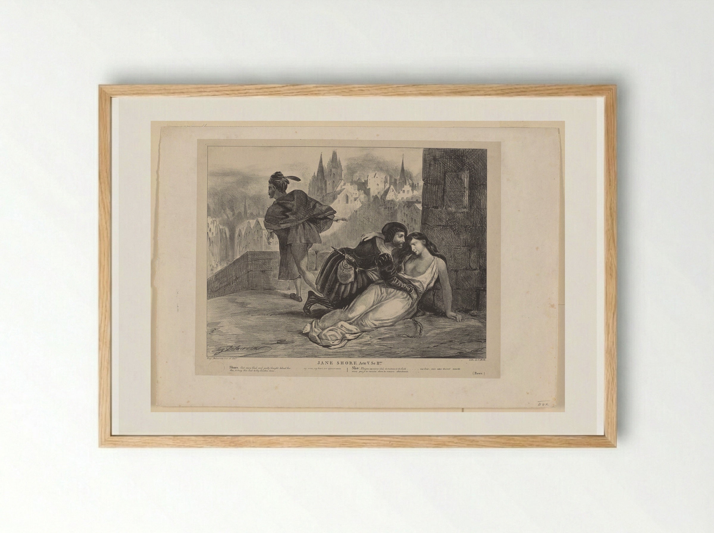 Jane Shore (Act V, sc. II) - Ferdinand-Victor-Eugène Delacroix - Framed Print Wood