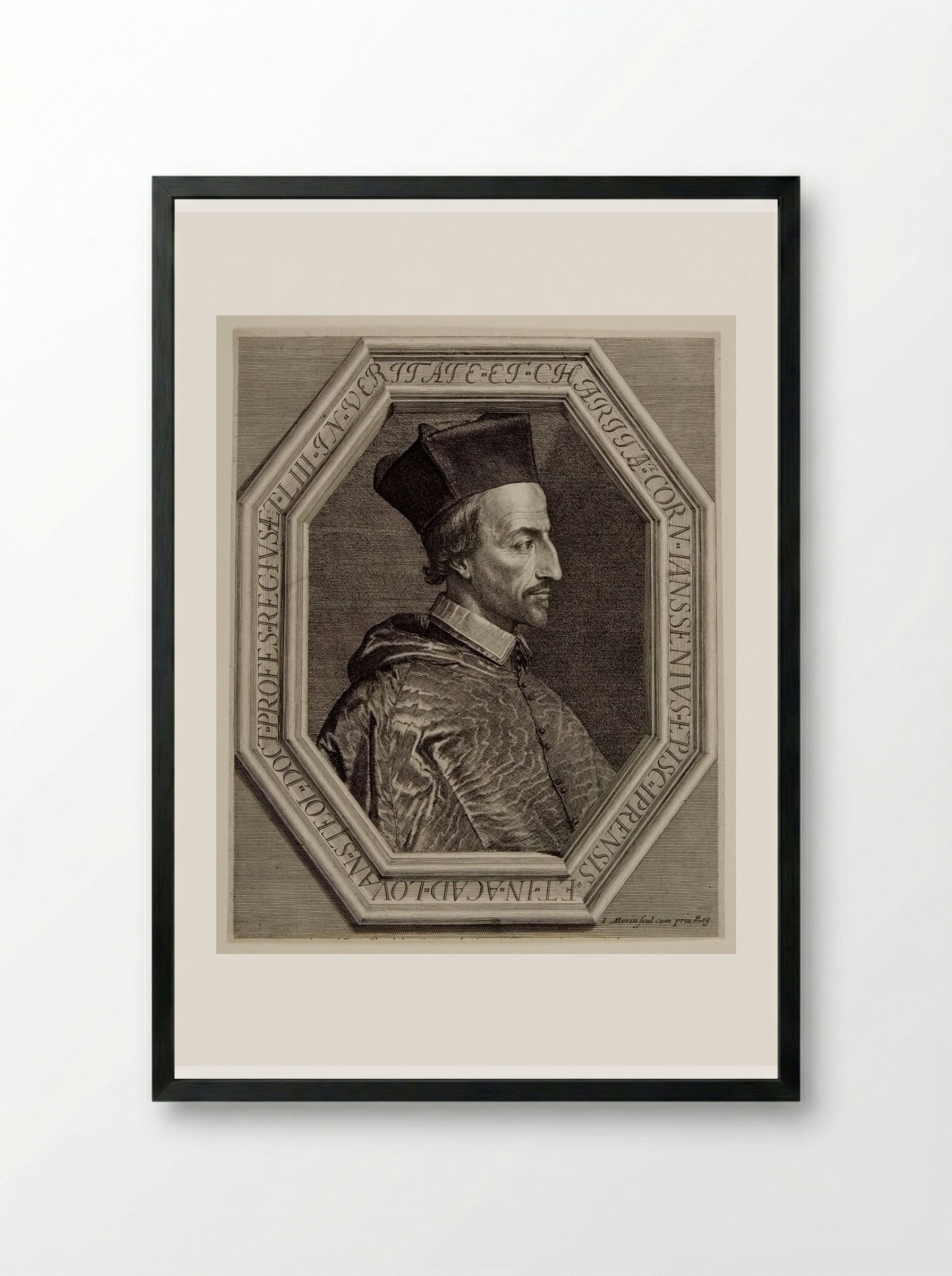 Jansenius, Bishop of Ypres (Cornelis Jansen) - Jean Morin - Framed Print Black