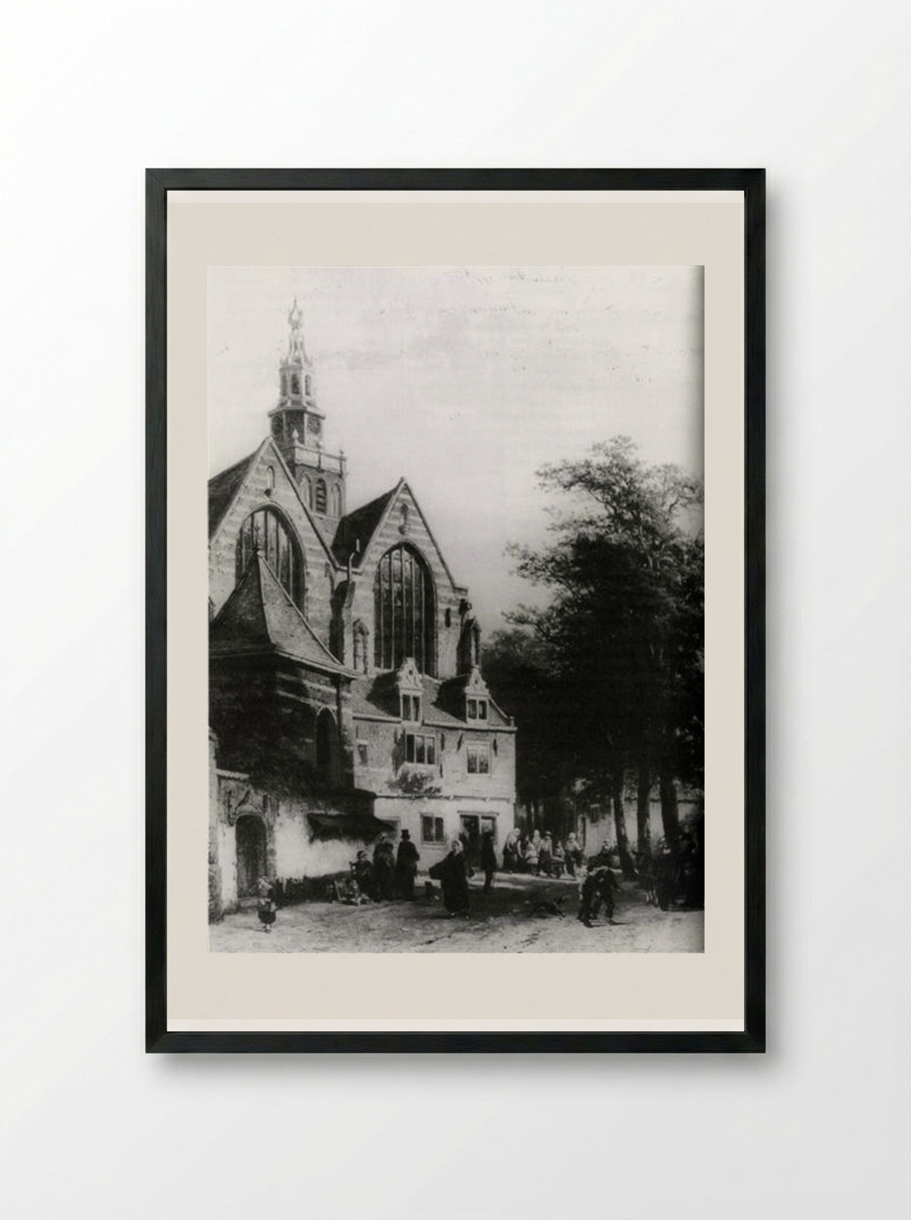 Janskerk (Gouda) - Cornelis Springer - Framed Print Black