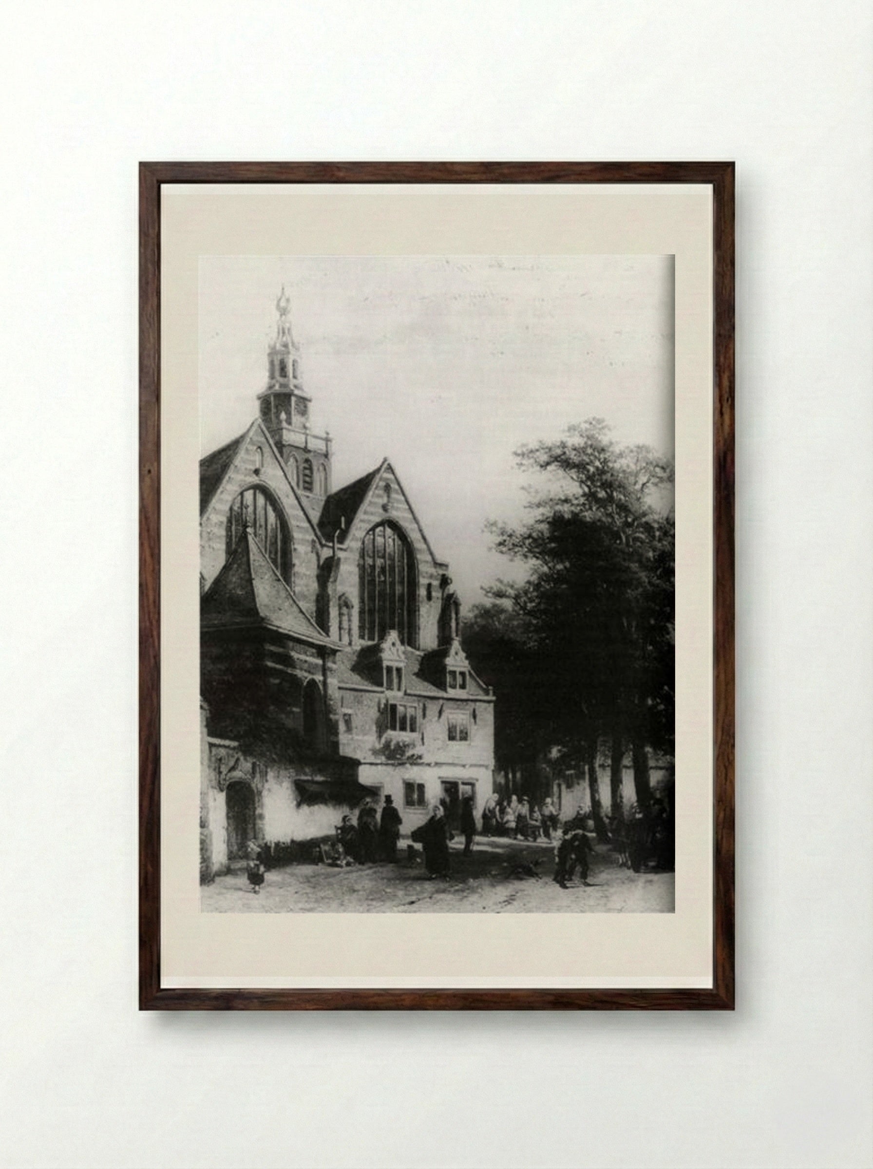 Janskerk (Gouda) - Cornelis Springer - Framed Print Dark Wood