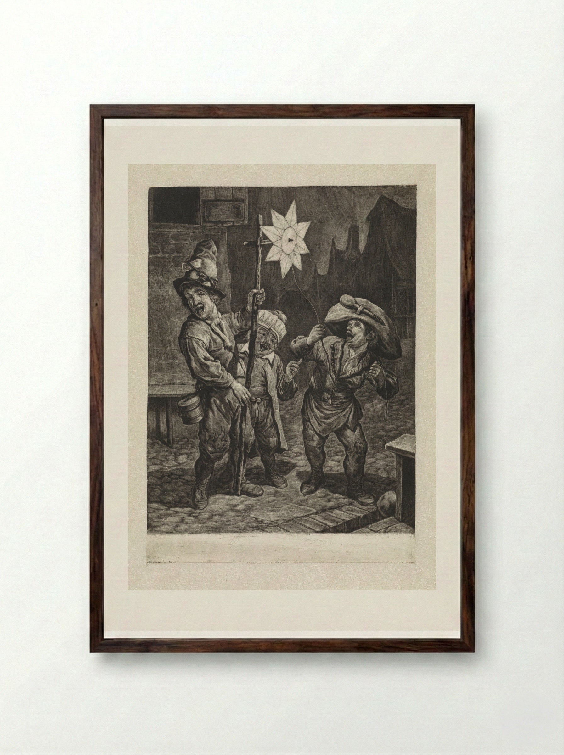 Januari (The Star Singers) - Cornelis Dusart - Framed Print Dark Wood