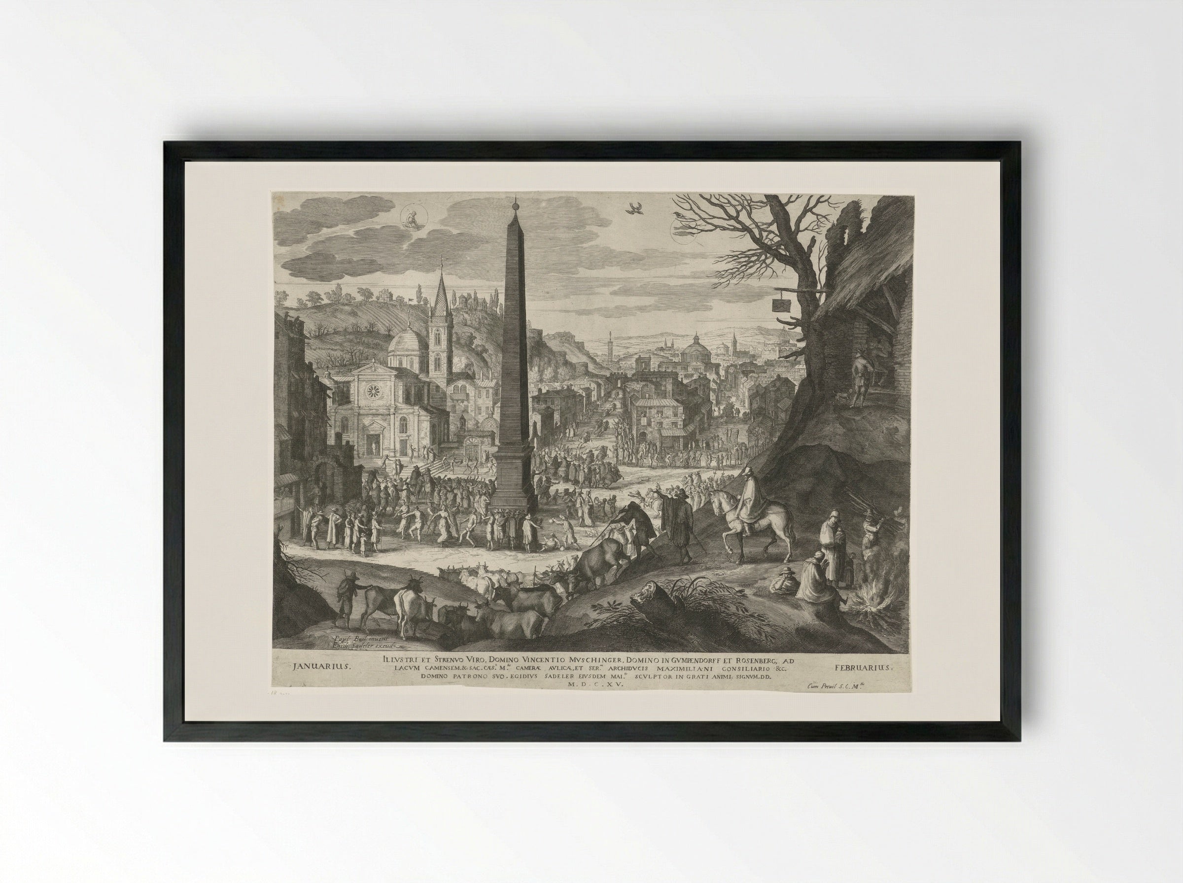 Januari en februari - Aegidius Sadeler (II) - Framed Print Black