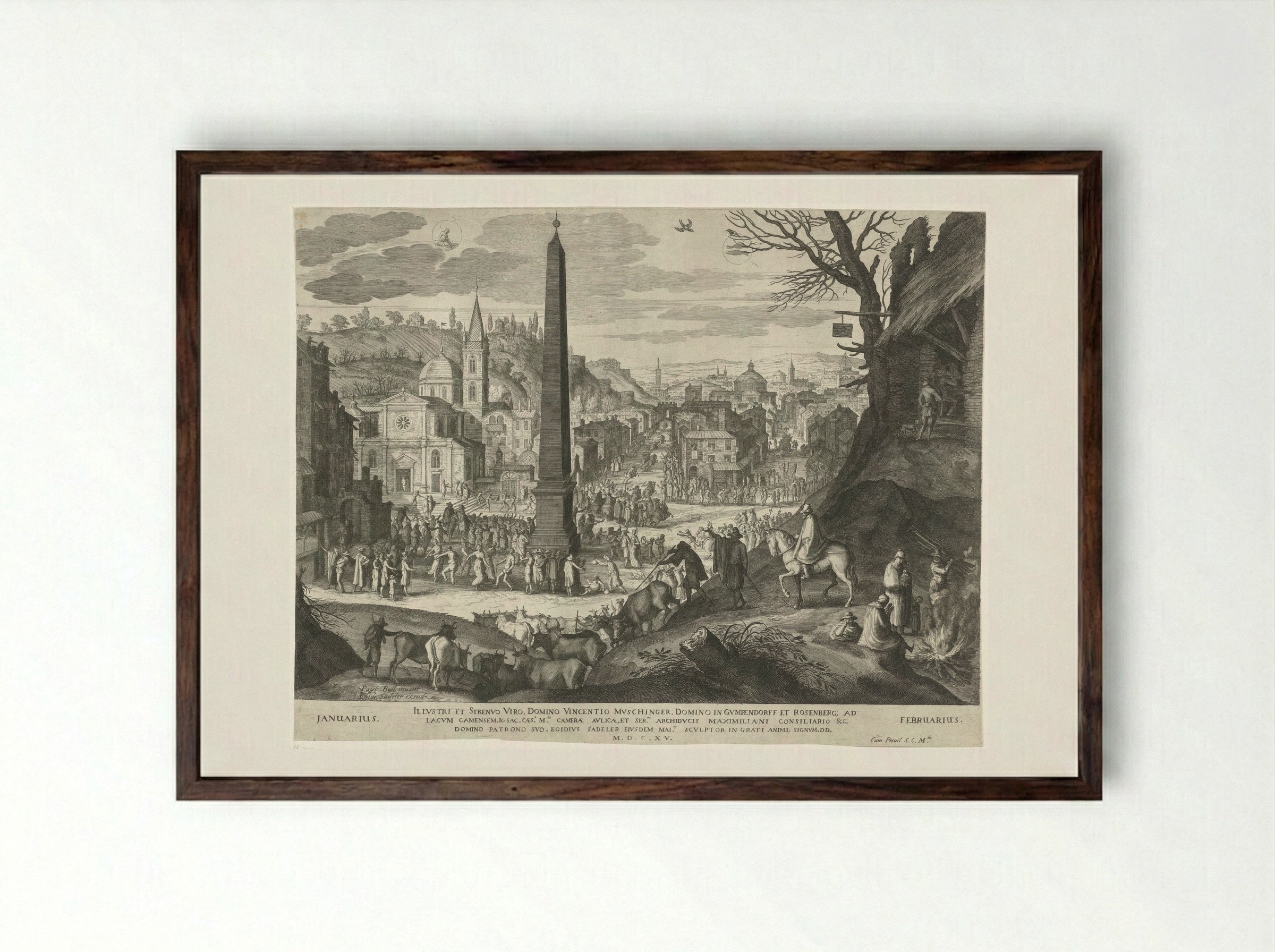 Januari en februari - Aegidius Sadeler (II) - Framed Print Dark Wood
