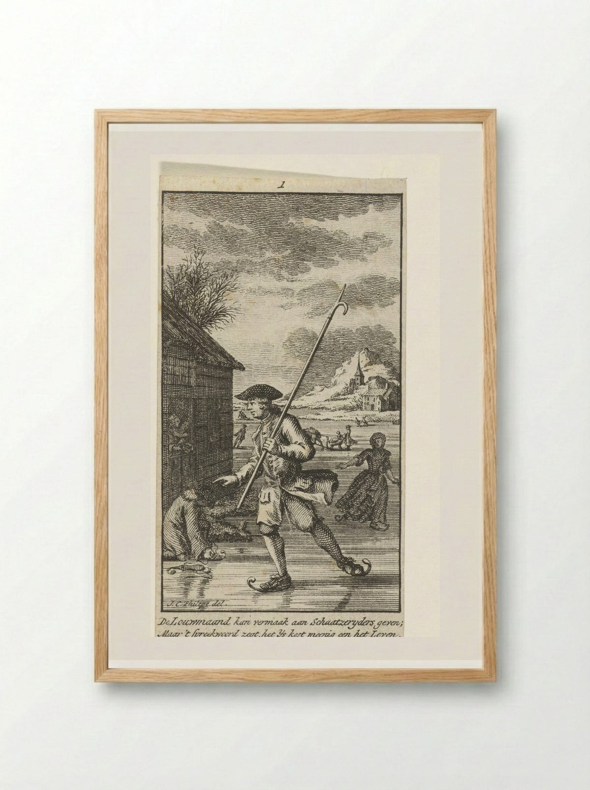 Januari: schaatser op het ijs - Jan Caspar Philips - Framed Print Wood