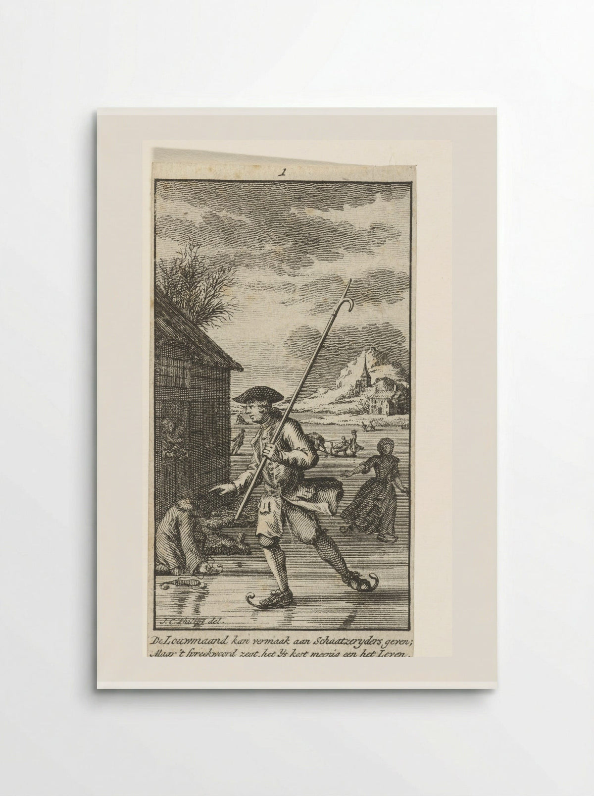 Januari: schaatser op het ijs - Jan Caspar Philips - Poster