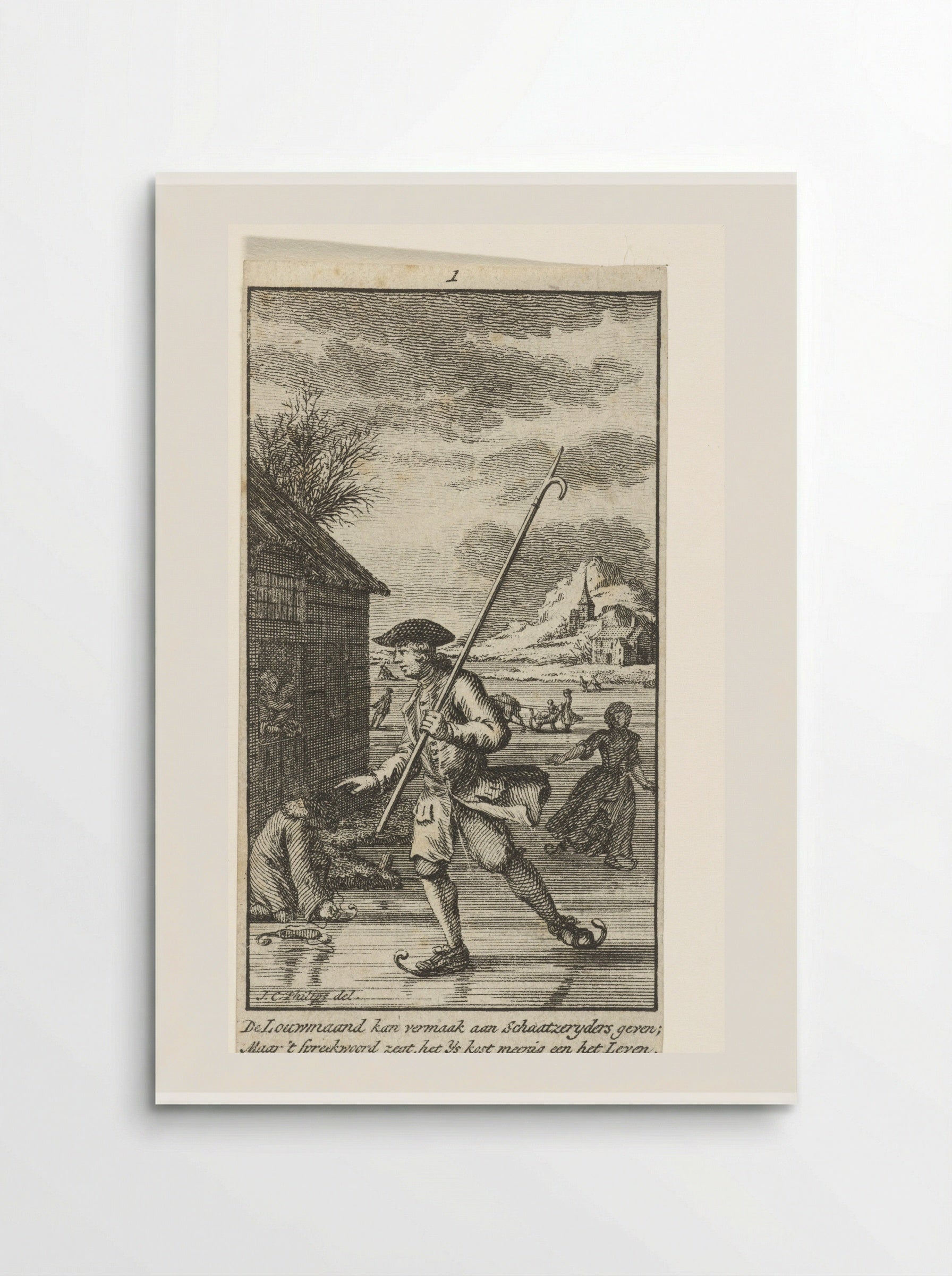 Januari: schaatser op het ijs - Jan Caspar Philips - Poster