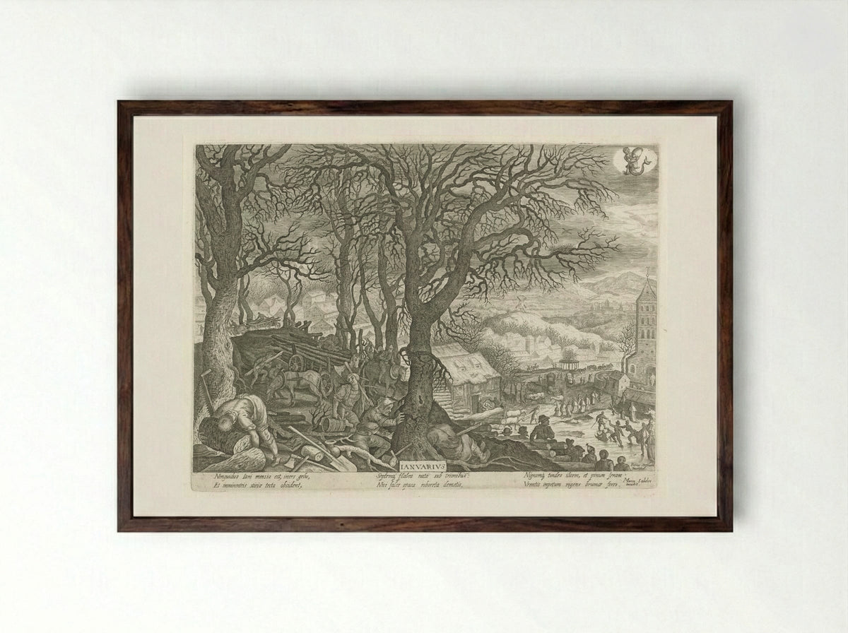 Januarius (January) - Aegidius Sadeler (II) - Framed Print Dark Wood