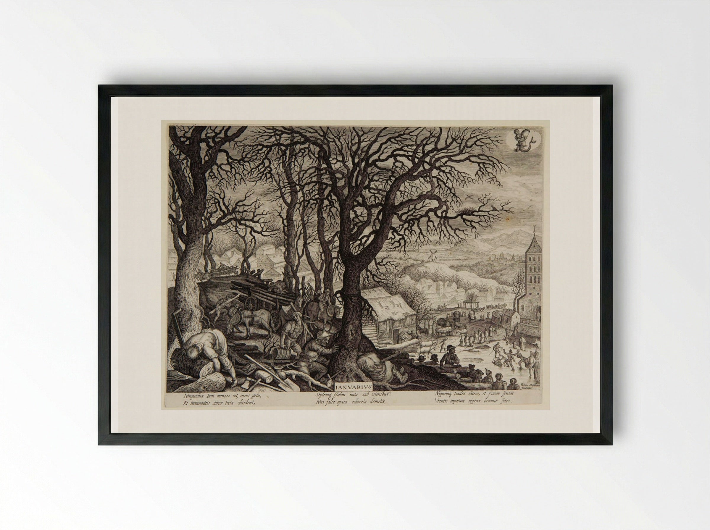 January (Ianvarius) - Aegidius Sadeler II - Framed Print Black